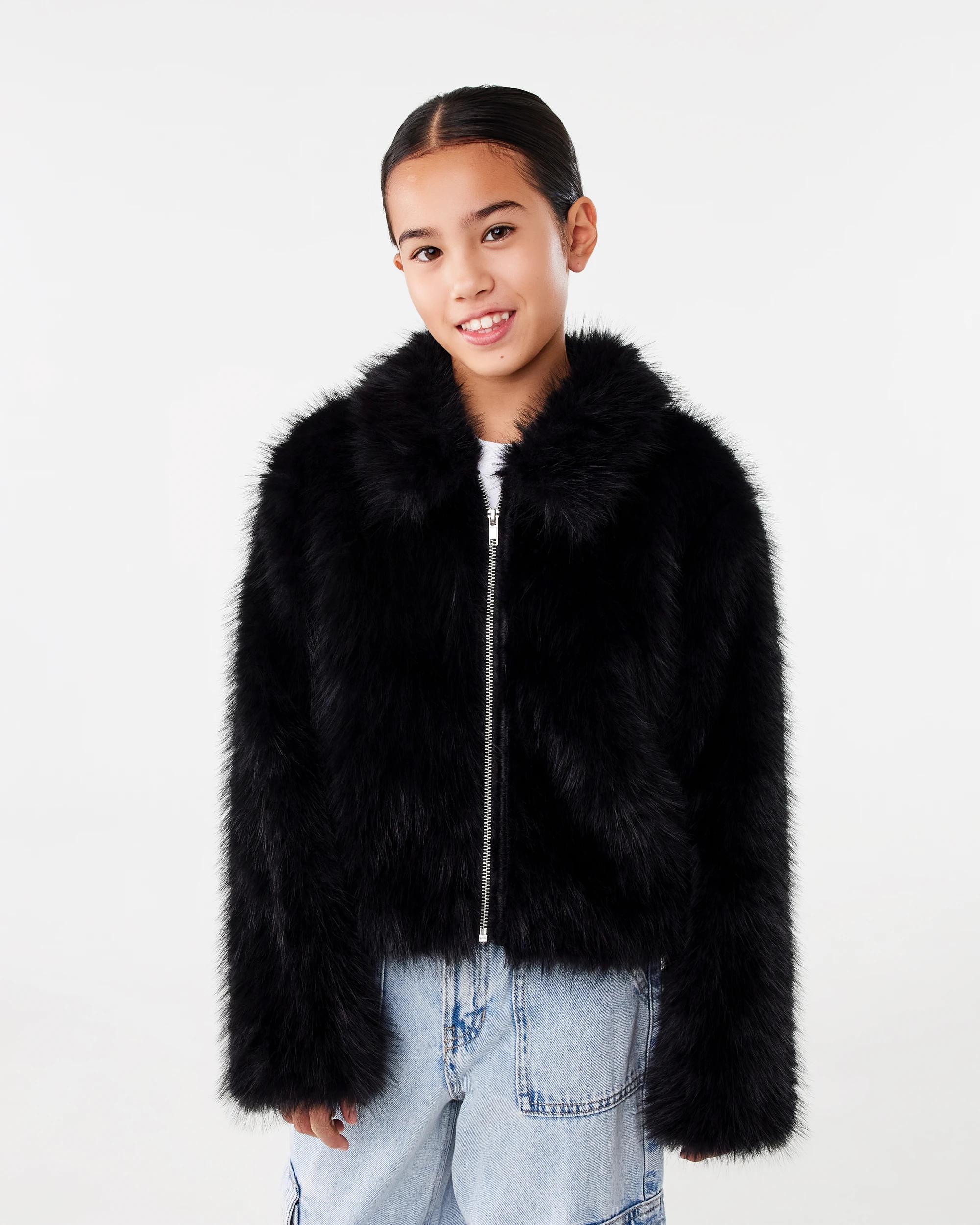2 Faux Fur Jacket Black, 2 of 8