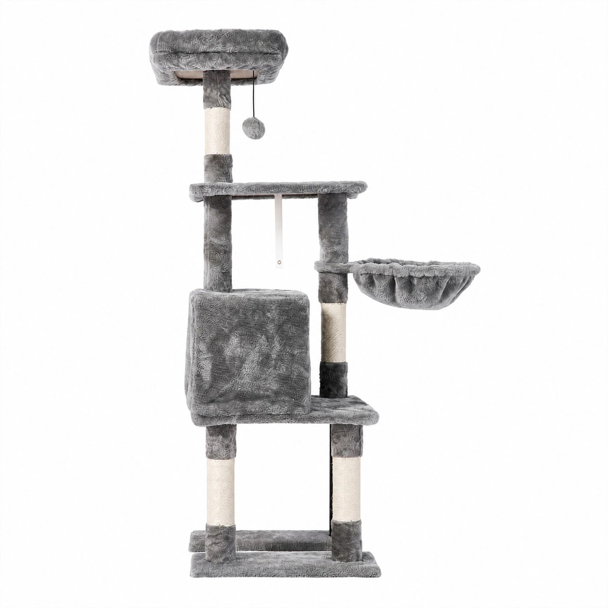 2 Pawz Cat Tree Cat Tower Multi-Level Cat Bed with Condo Plush - Grey - Grey, 2 of 8