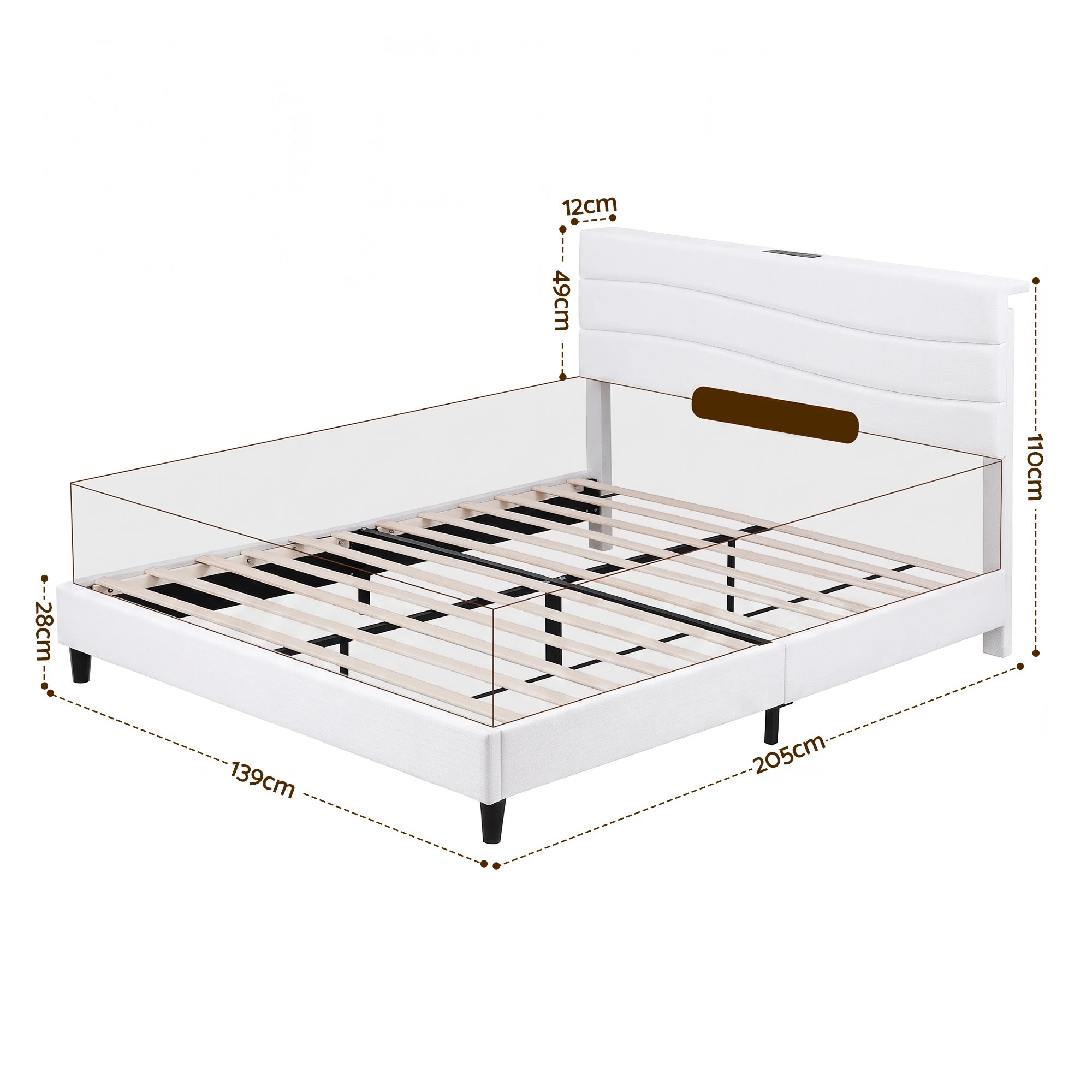 Artiss Bed Frame with Adjustable Headboard Platform Base Linen Fabric ...