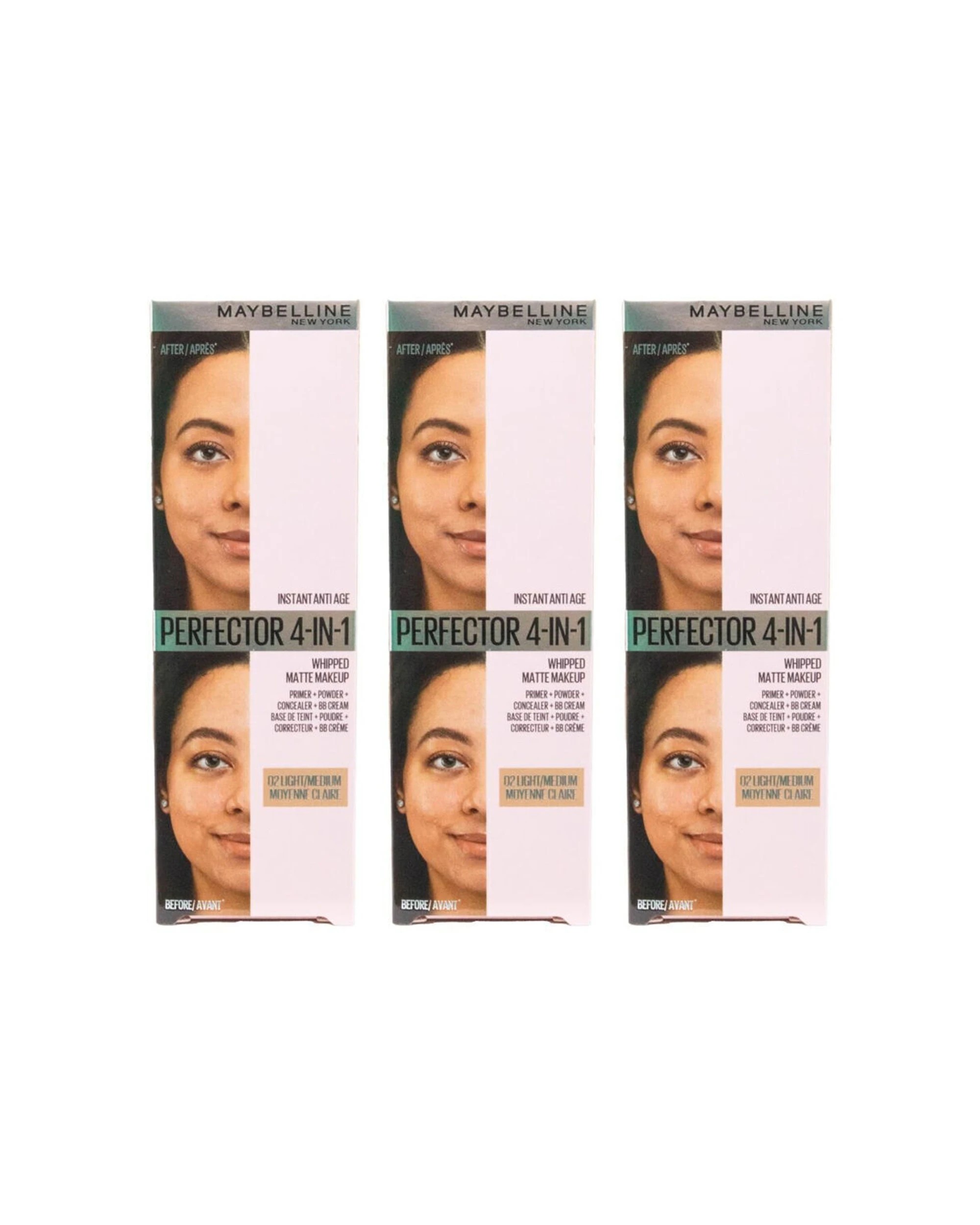 1 Maybelline 3PK 4-in-1 Perfector Whipped Matte Makeup Lightweight 30ml - Brown, 1 of 4