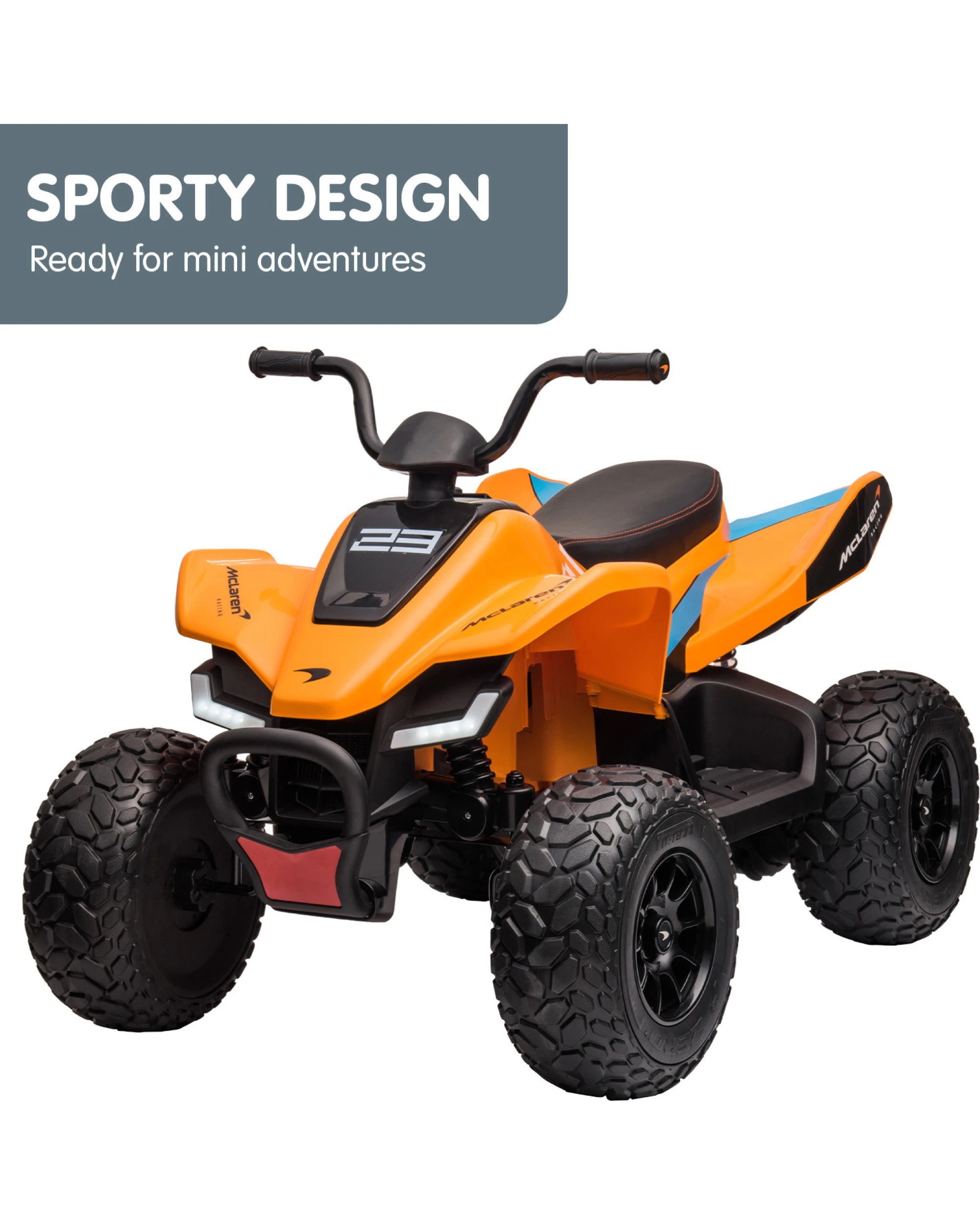 2 Kahuna Licensed MCL35 McLaren Kids Toy Ride On Electric Quad Bike - Orange, 2 of 10