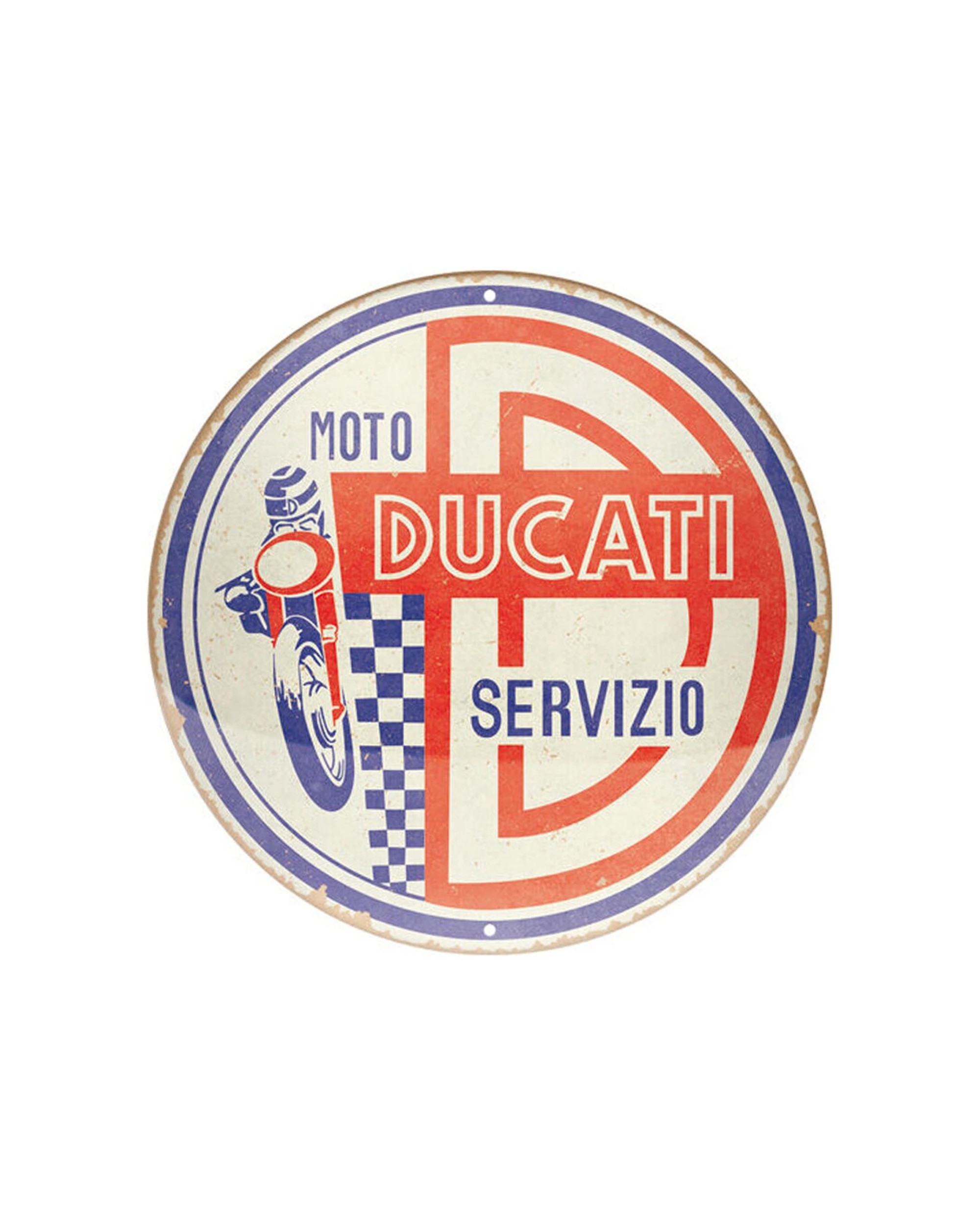 1 Nostalgic-Art 35cm Round Ducati Moto Servizio Metal Decorative Sign - Multi, 1 of 1