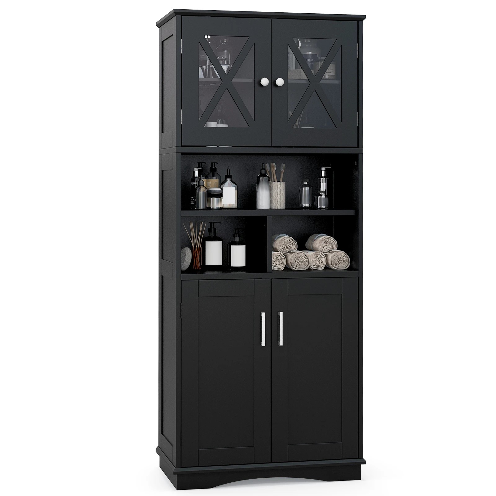 5 Costway Bathroom Storage Cabinet Kitchen Pantry Cupboard w/Acrylic Doors, 5 of 5