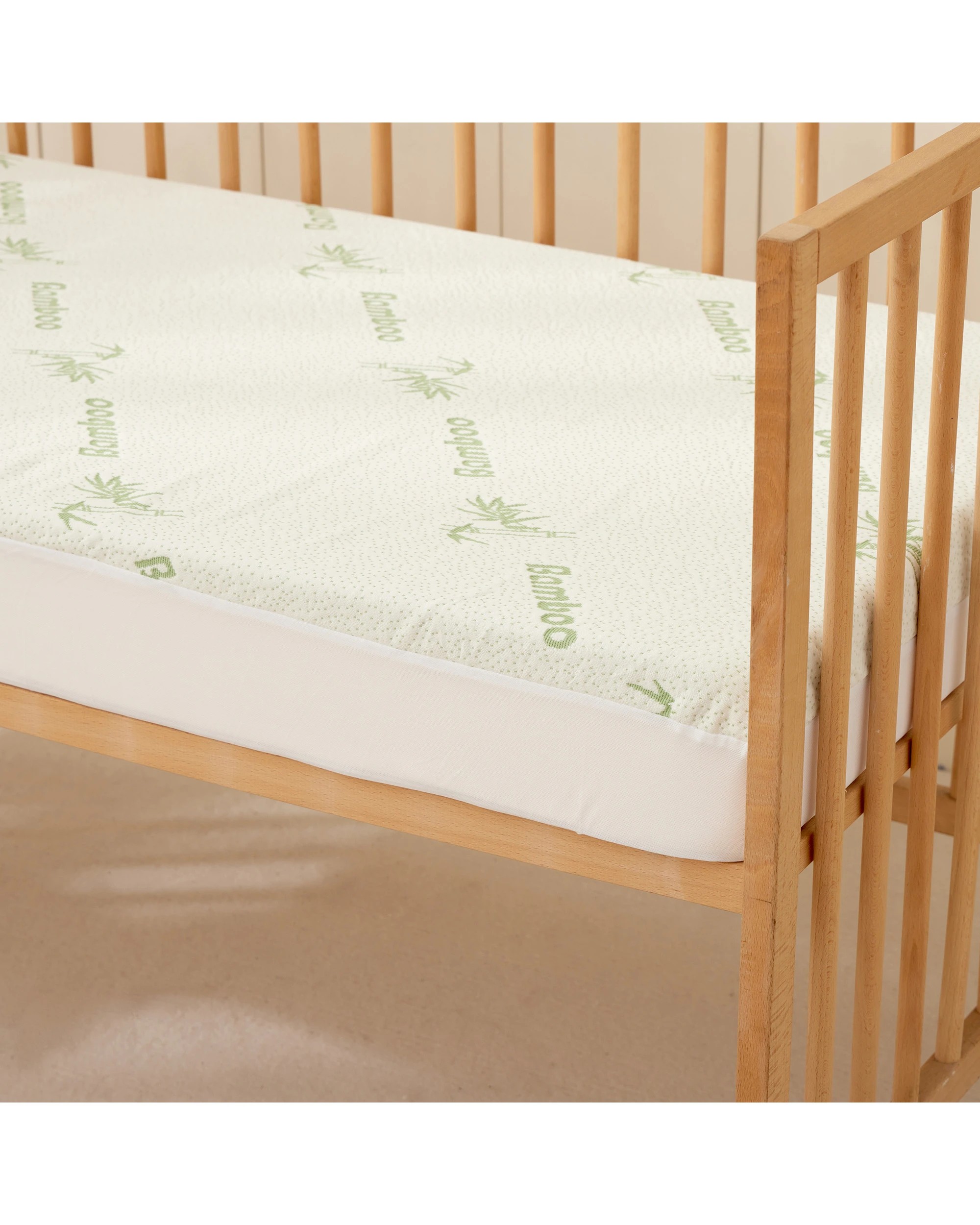 7 Dreamaker Baby 260gsm Bamboo Knitted Waterproof Mattress Protector - COT Boori Size - White, 7 of 8