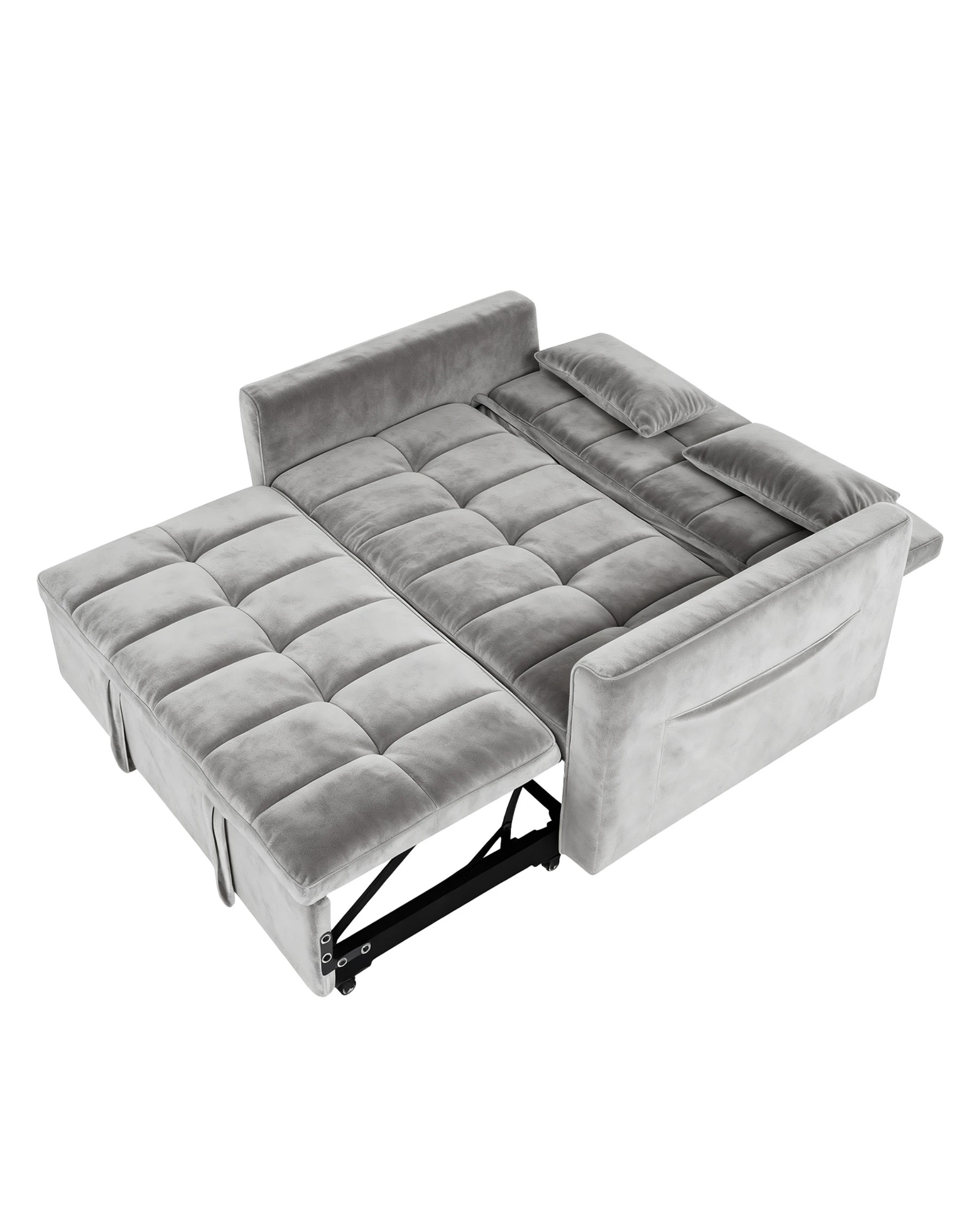 9 Advwin 3 in 1 Convertible Sofa Bed Velvet Sleeper Loveseat with Adjustable Backrest Pull Out Couch with Side Pocket, 9 of 10