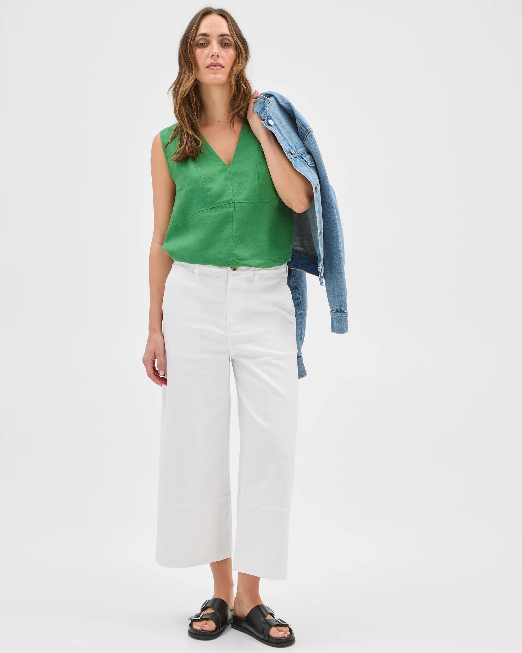 1 Target Woman Australian Cotton Blend Stretch Twill Cropped Pants WHITE, 1 of 7