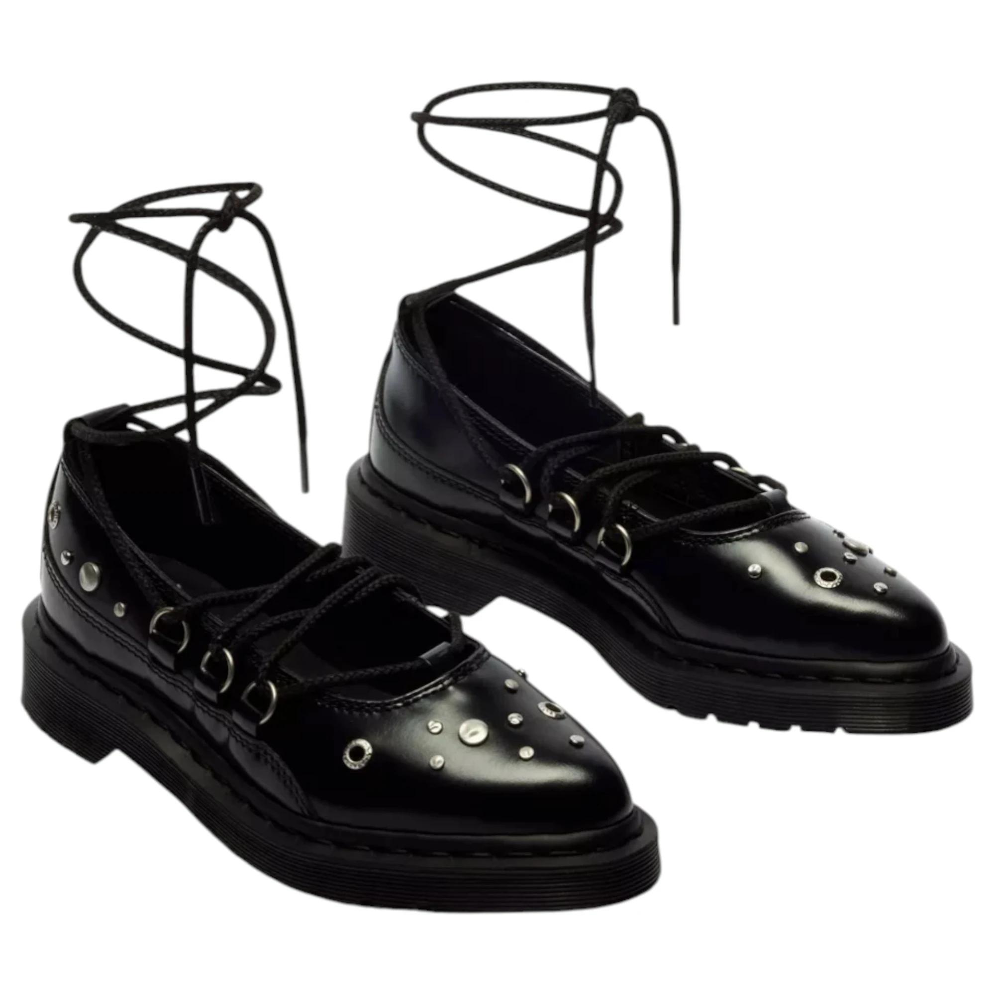 3 Dr. Martens Womens Elphie II Studded Sandals Lace Up Shoes BLACK, 3 of 8