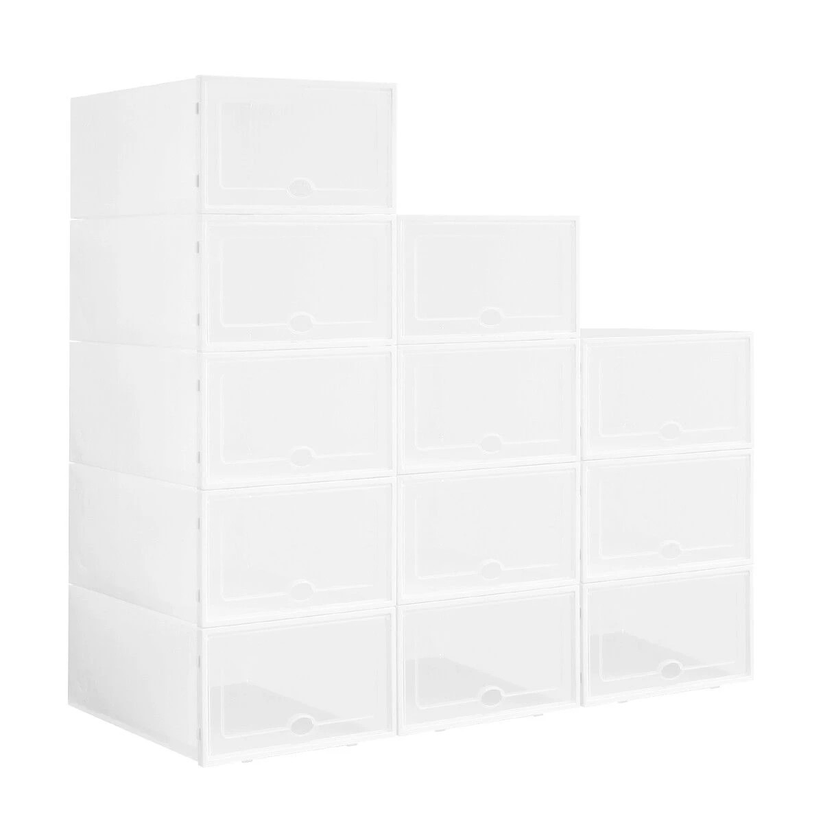 1 LUXSUITE 12PCS Plastic Shoe Boxes Stackable Organiser Large Storage Containers Drawers Sneaker Display Cases Bins, 1 of 1