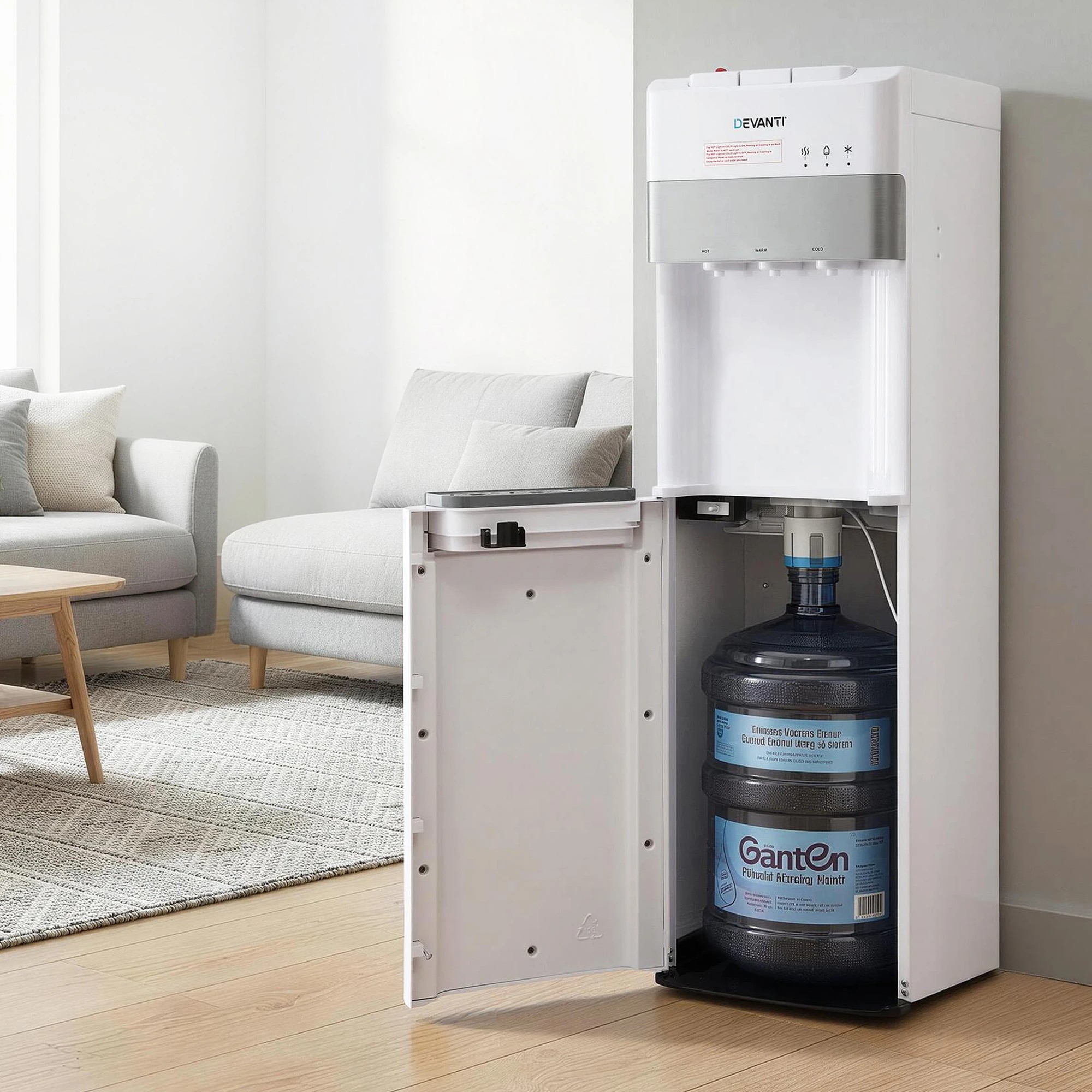 4 Devanti 3 Taps Water Cooler Dispenser Bottom Loading Dispenser Chiller Filter - White, 4 of 9