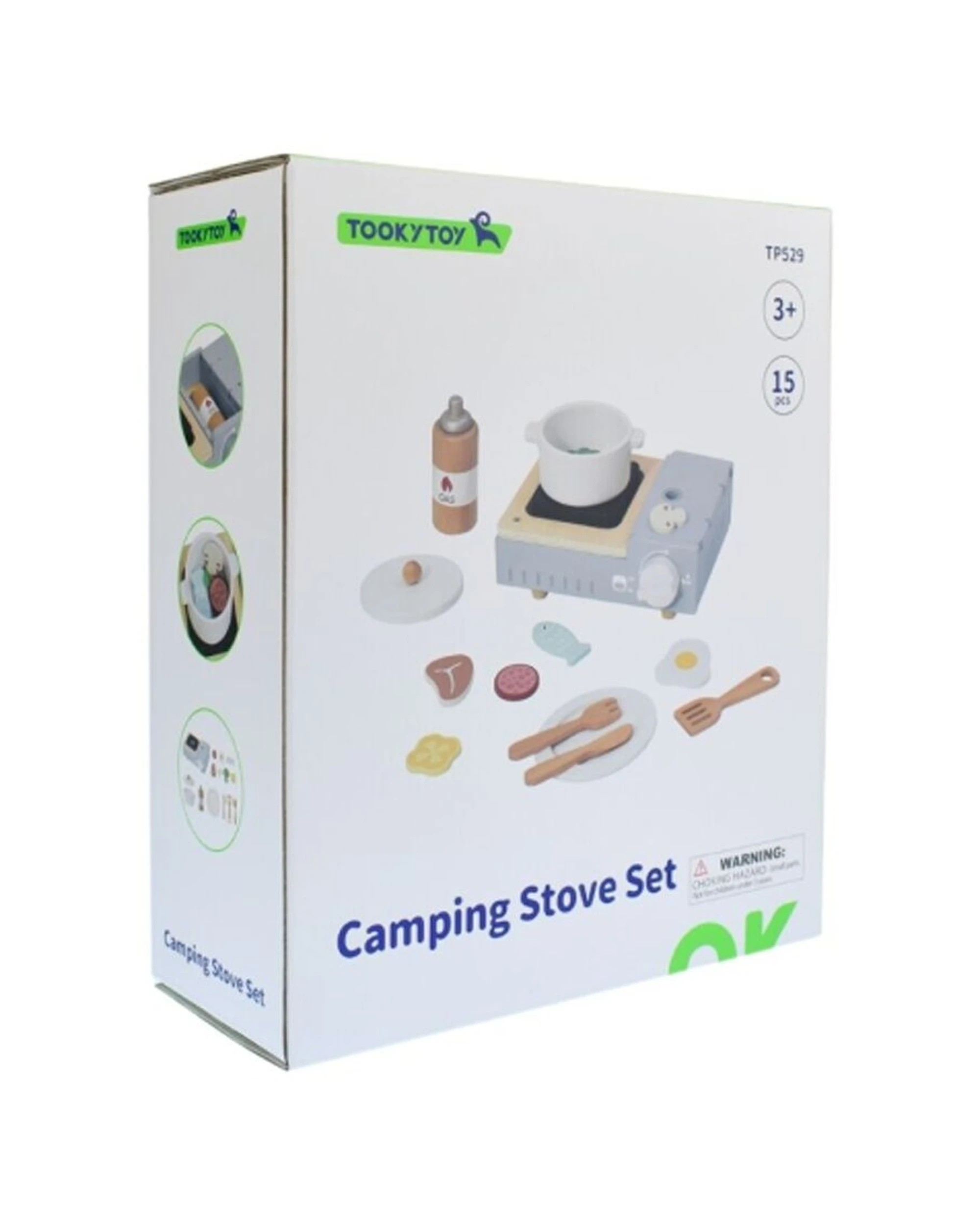 6 Tooky Toy Camping Stove Set Wooden Playset Kids Children - Natural, 6 of 6