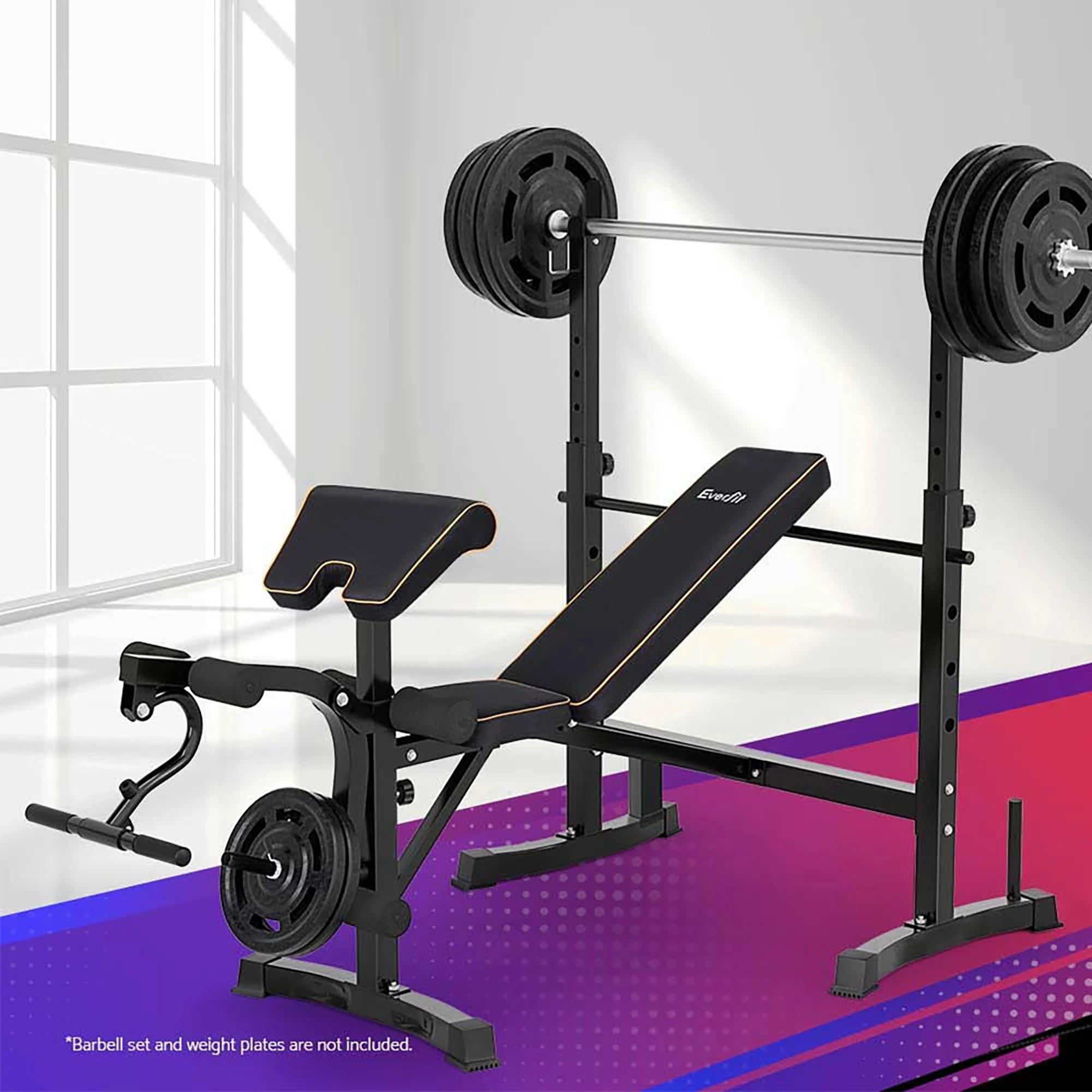 8 Everfit Weight Bench 10 in 1 Bench Press Home Gym Station 330kg - Black, 8 of 8