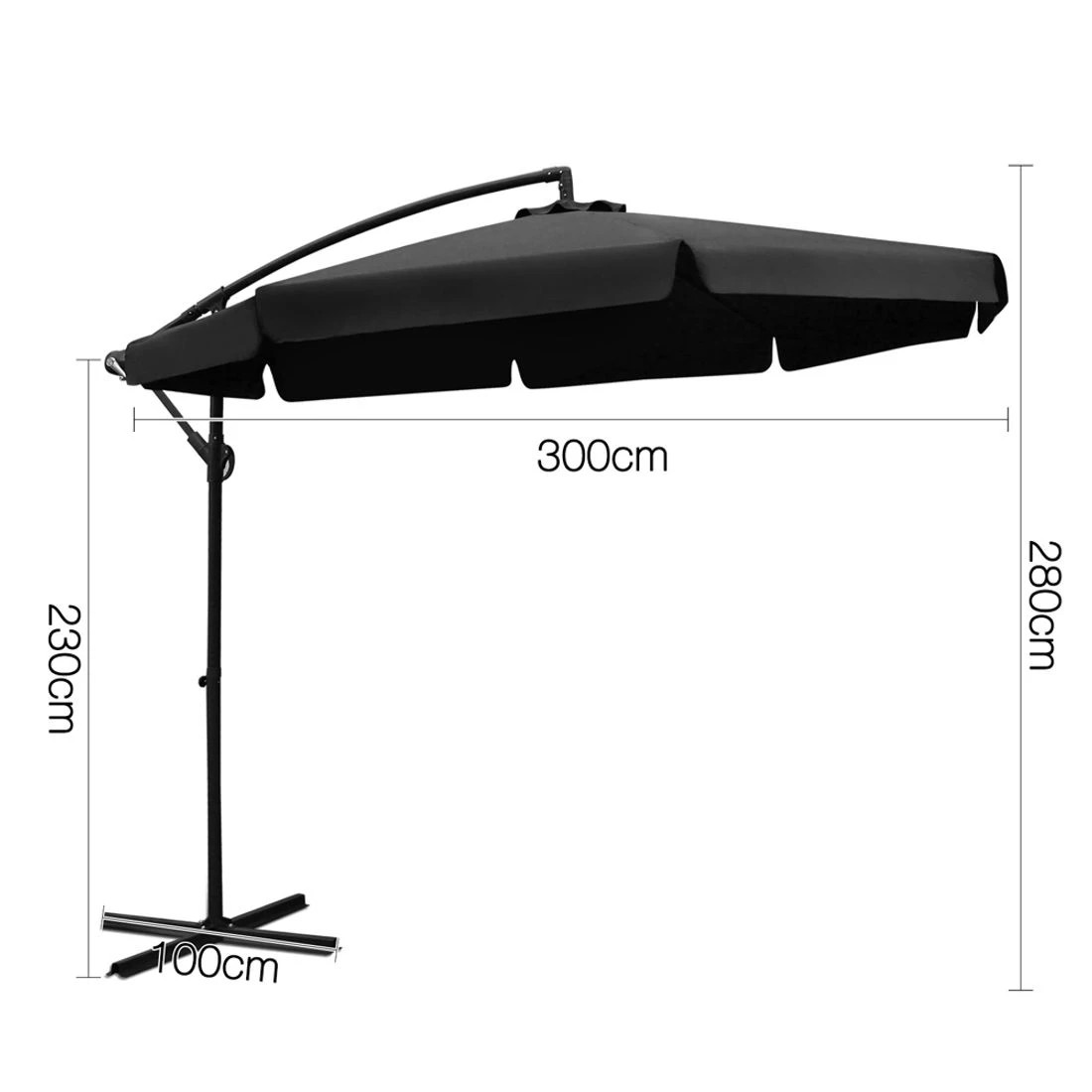 1 Instahut 3m Outdoor Umbrella Cantilever Garden Beach Patio - Black, 1 of 6