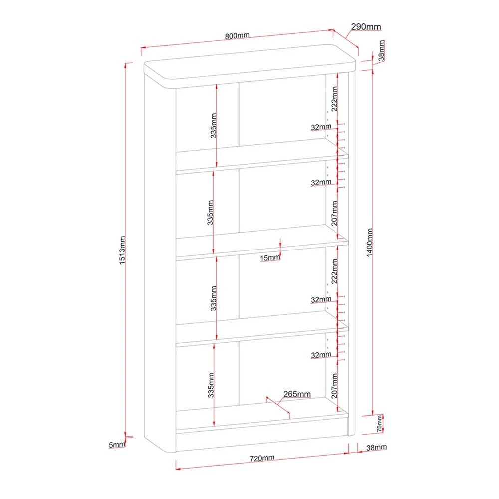 10 Marstand Bookcase 1500mm Oak and White Shelves Home Office Storage, 10 of 10