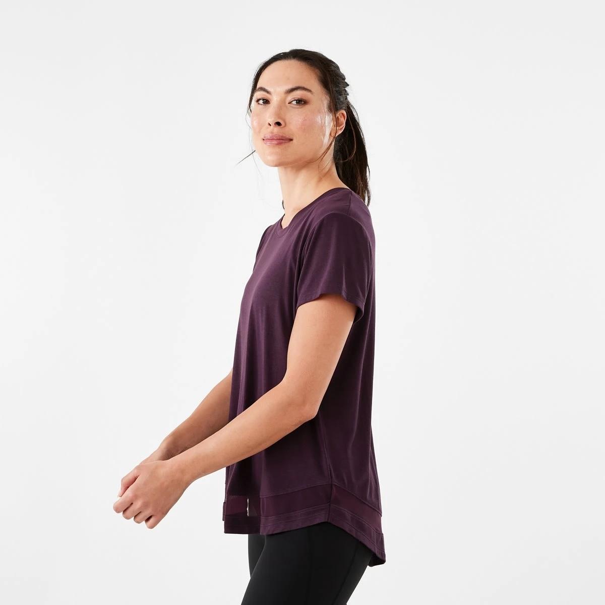 2 Active Womens Short Sleeve Mesh T-shirt Purp Rasin, 2 of 6