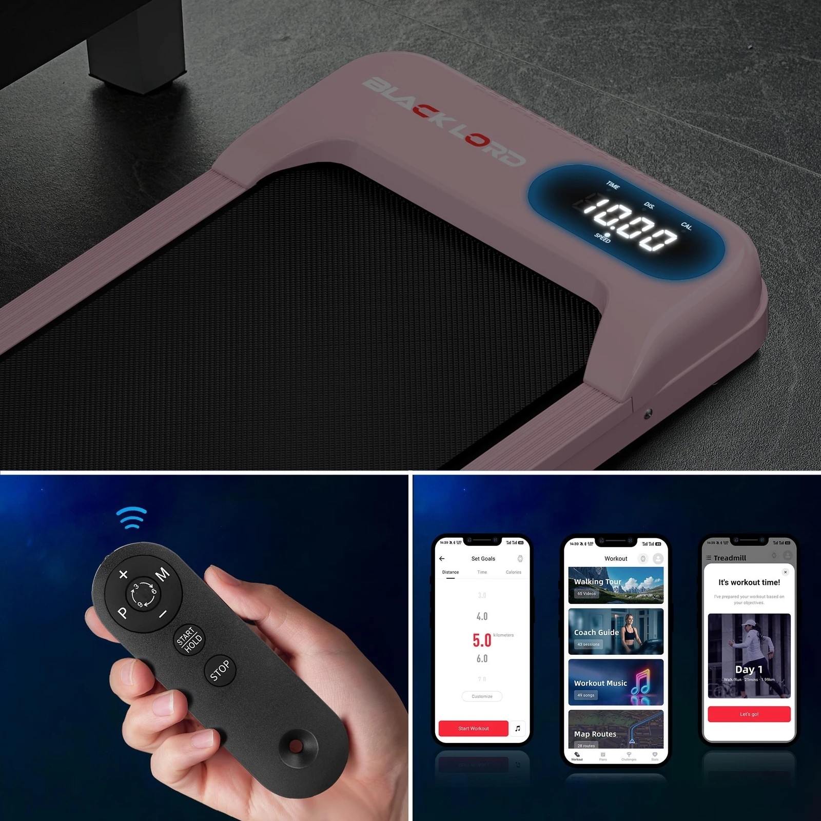 8 Black Lord Treadmill Electric Walking Pad Home Gym Incline Magnetic Remote - Pink, 8 of 10