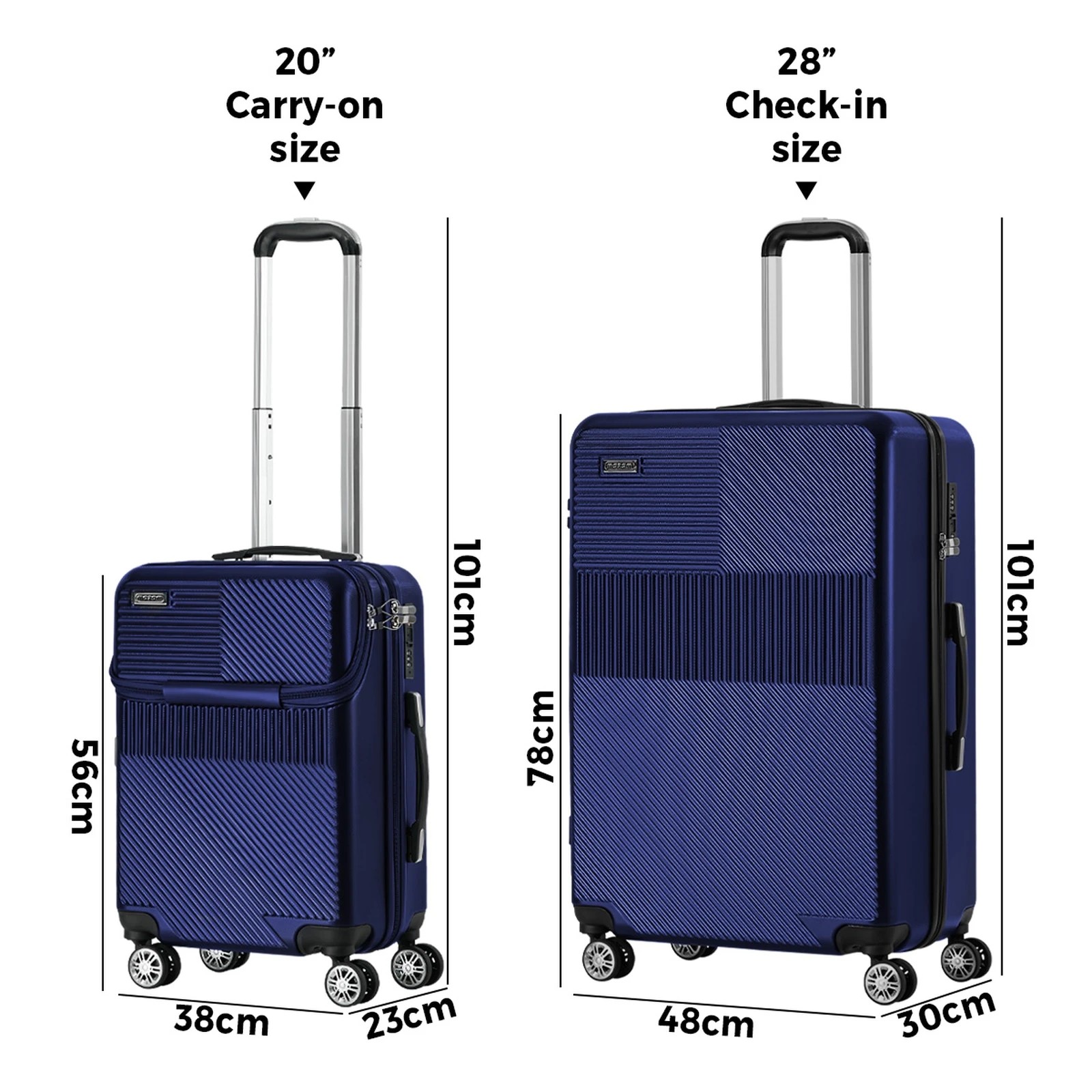 2 Mazam 2PCS Luggage Suitcase Trolley Set TSA Carry On Hard Case - Blue, 2 of 9