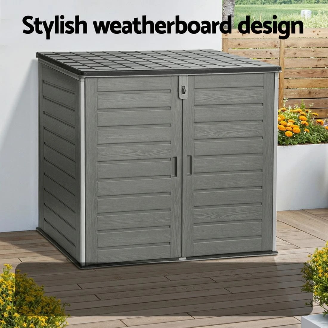 4 Gardeon Outdoor Storage Box 1170L Container Lockable Cabinet Tool Organizer Shed - Grey, 4 of 7