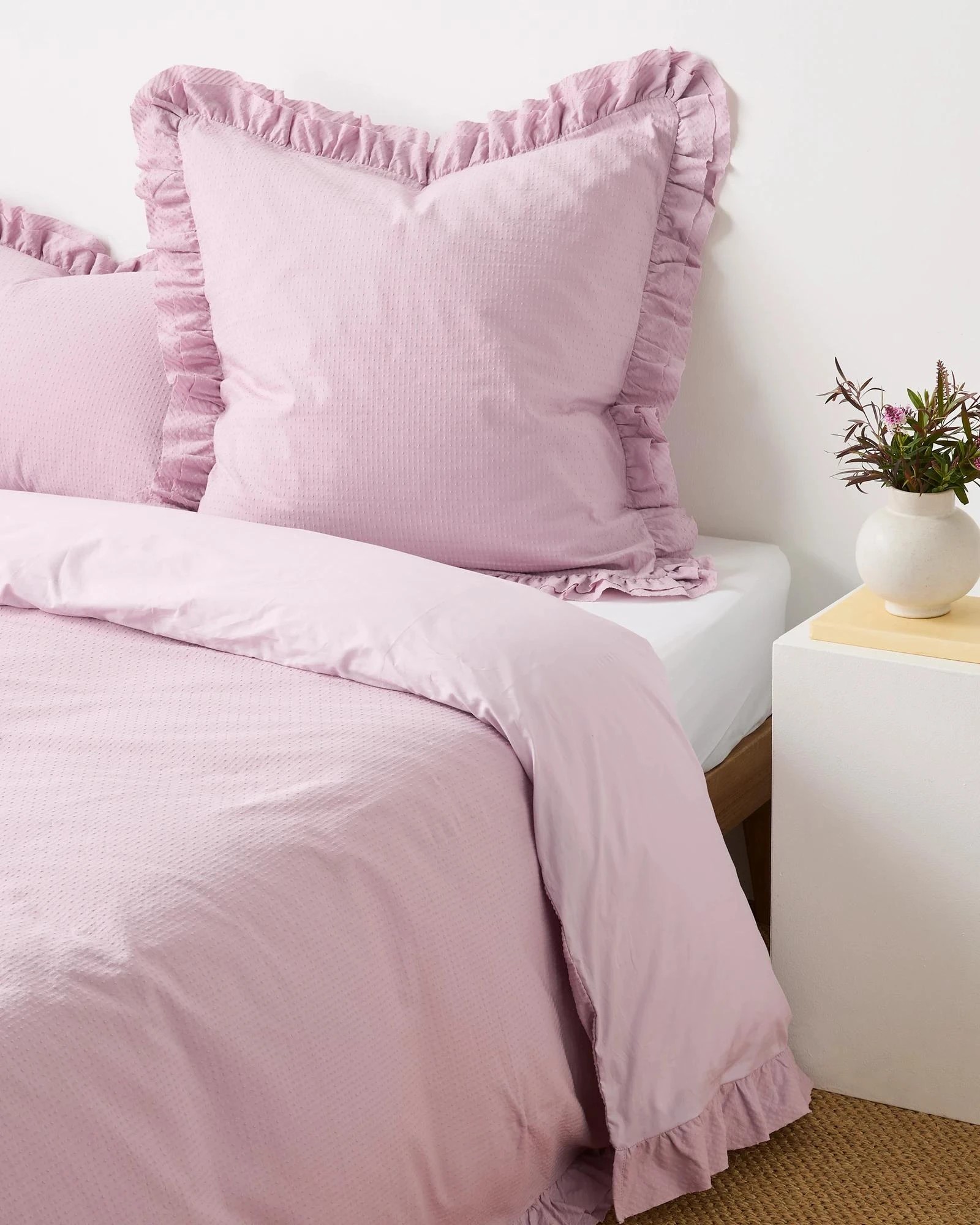 1 Target Australian Cotton Celine Jacquard Double Ruffle European Pillowcase - Queen Bed - Purple, 1 of 2