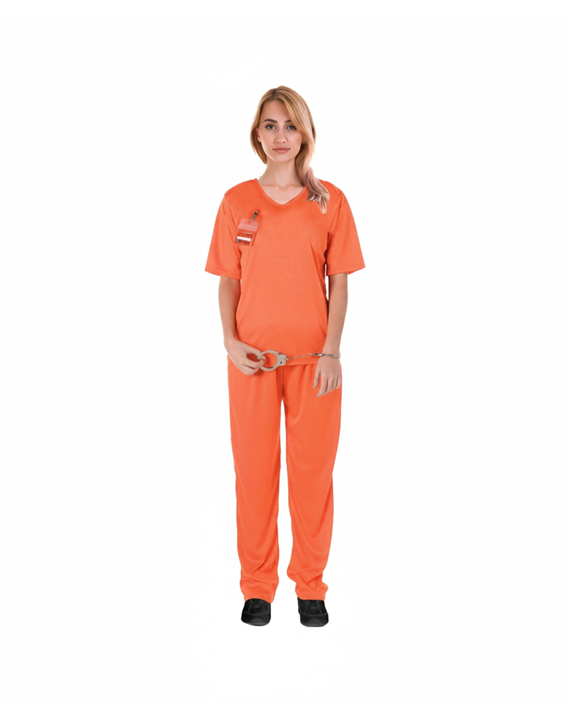 1 JD Party Prisoner Lady Costume Adult Woman Outfit Complete Set M/L - Orange, 1 of 1