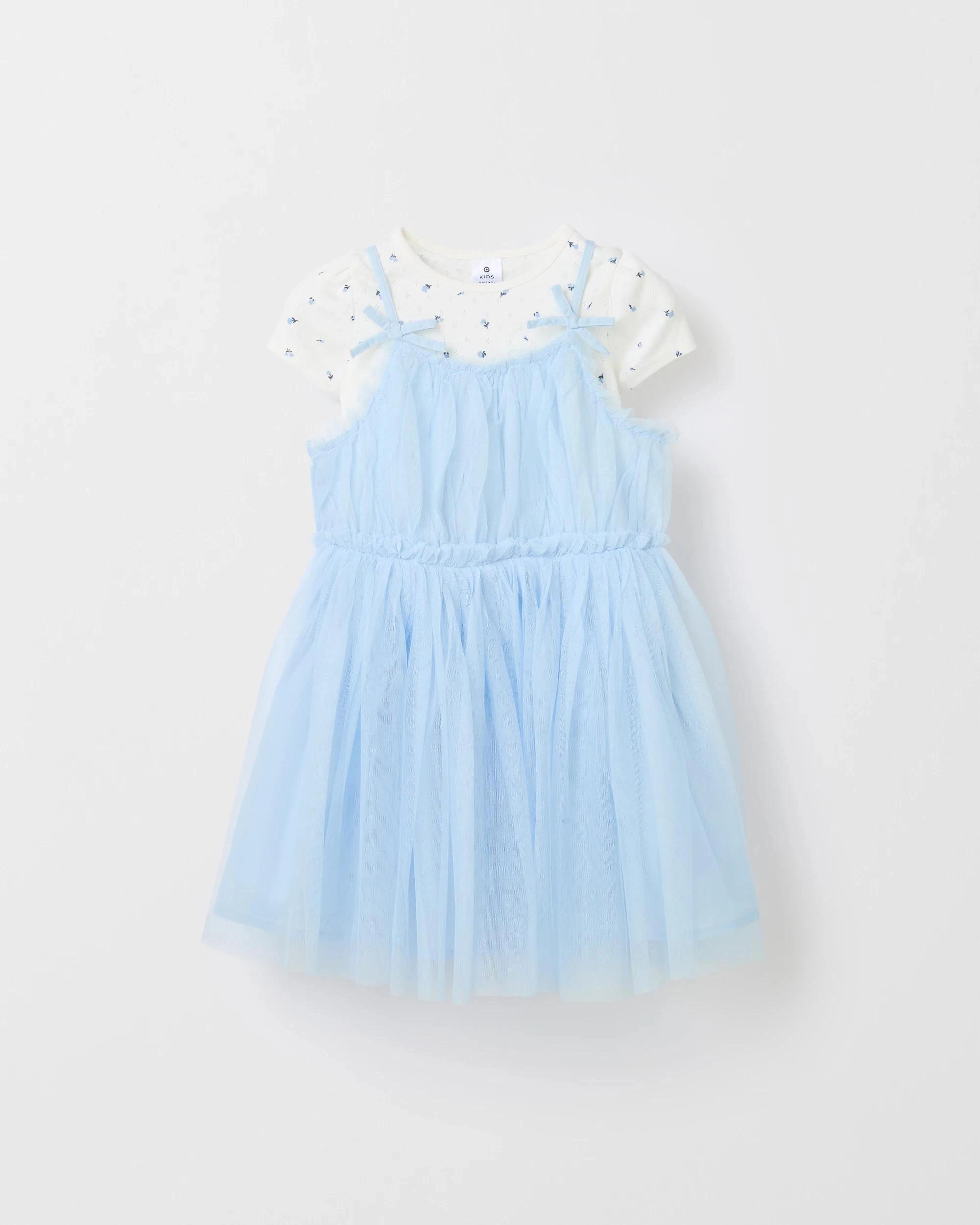 4 Target Tulle Dress and Pointelle T-Shirt Set 2 Piece BLUE, 4 of 5