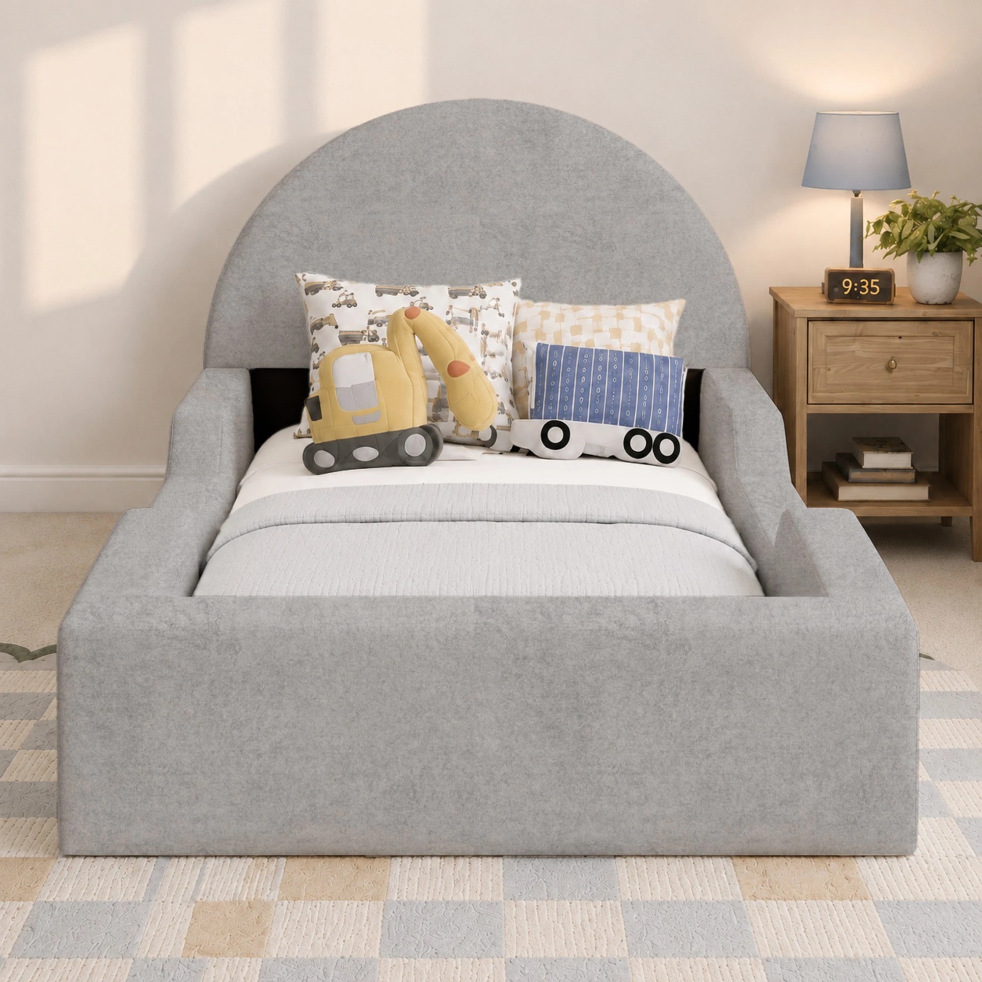 2 Milano Cubrio Kids Tool Free Bed Frame - King Single - Grey, 2 of 6