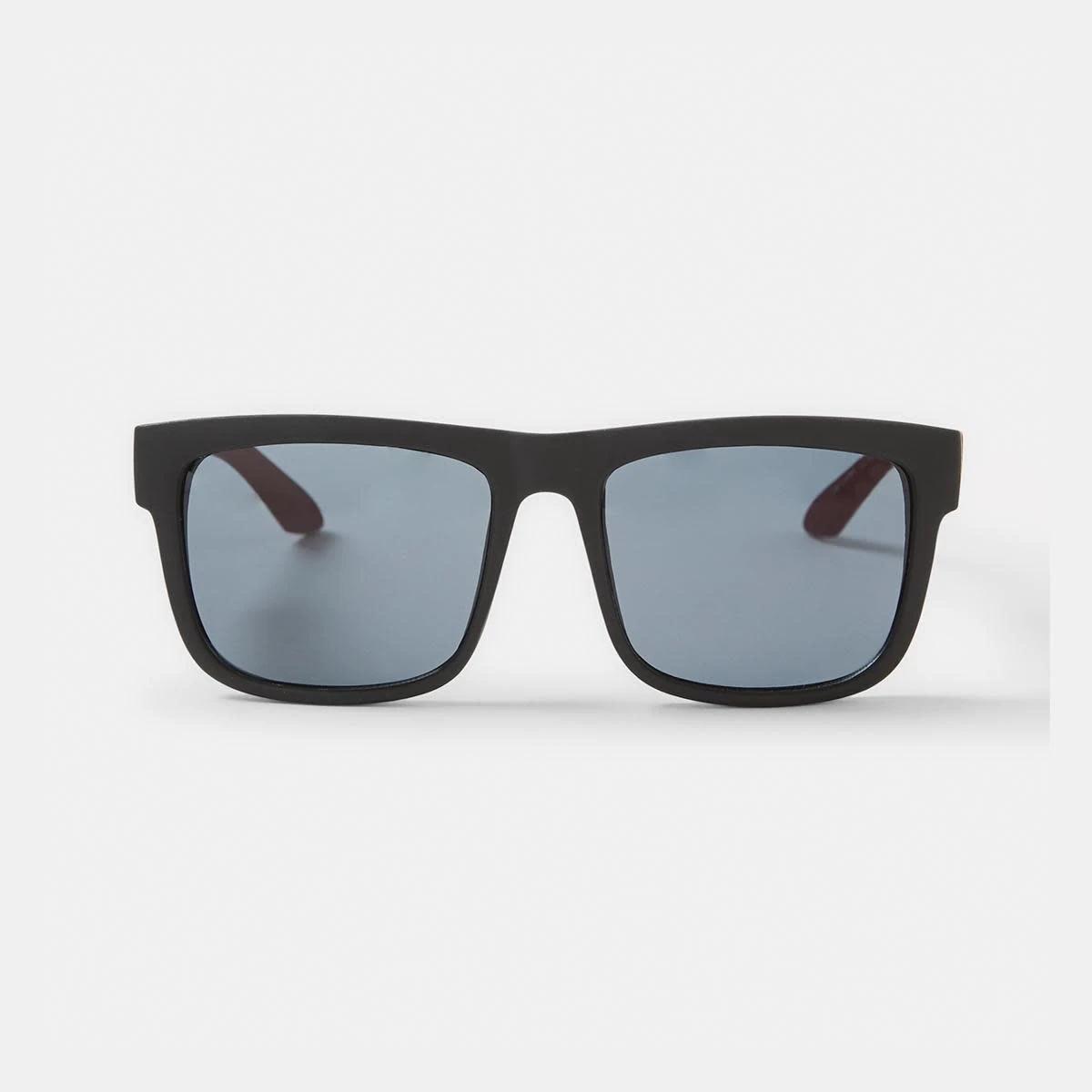 2 Trapezoid Sunglasses Blk Wood, 2 of 6