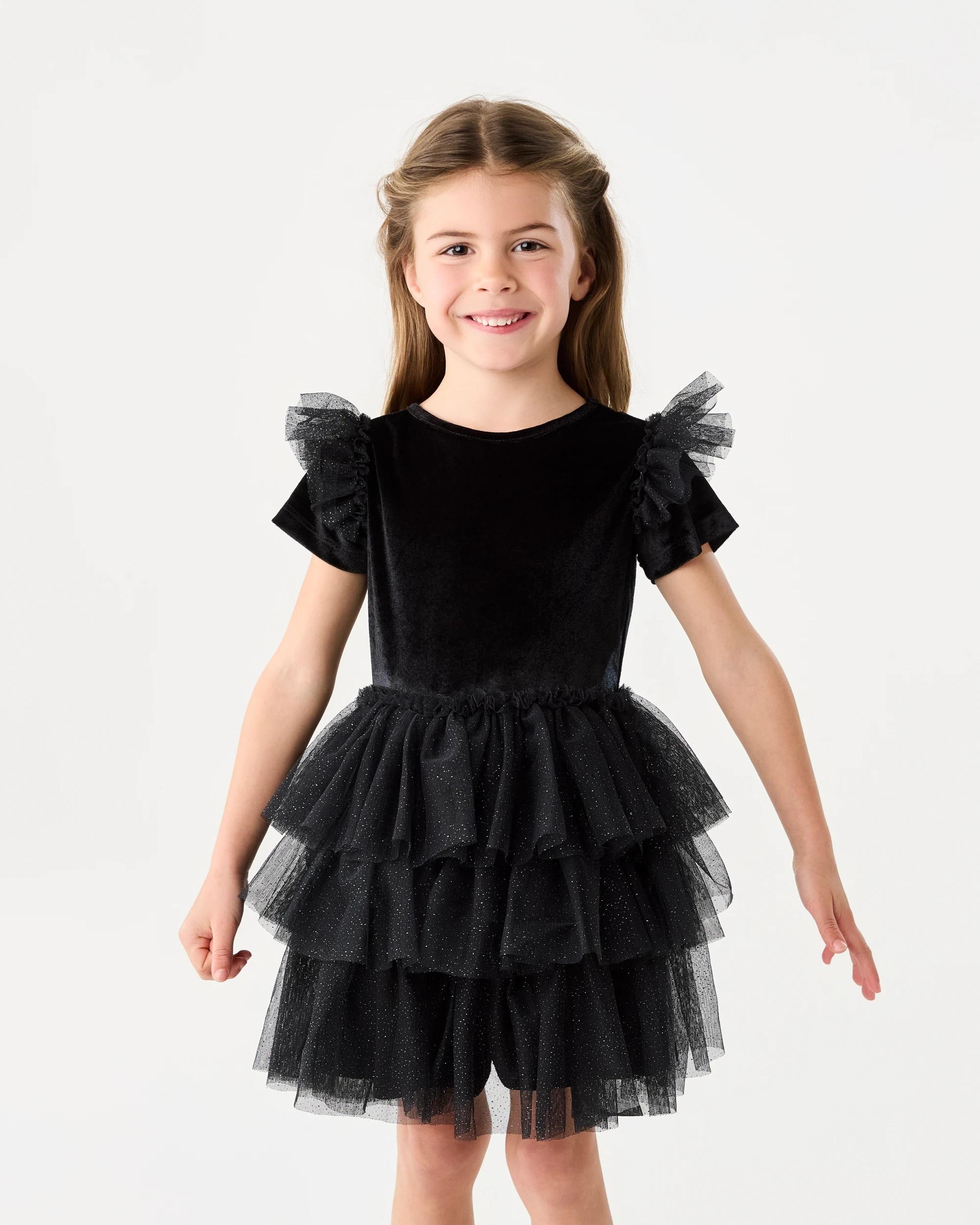 1 Short Sleeve Tutu Dress Black, 1 of 8