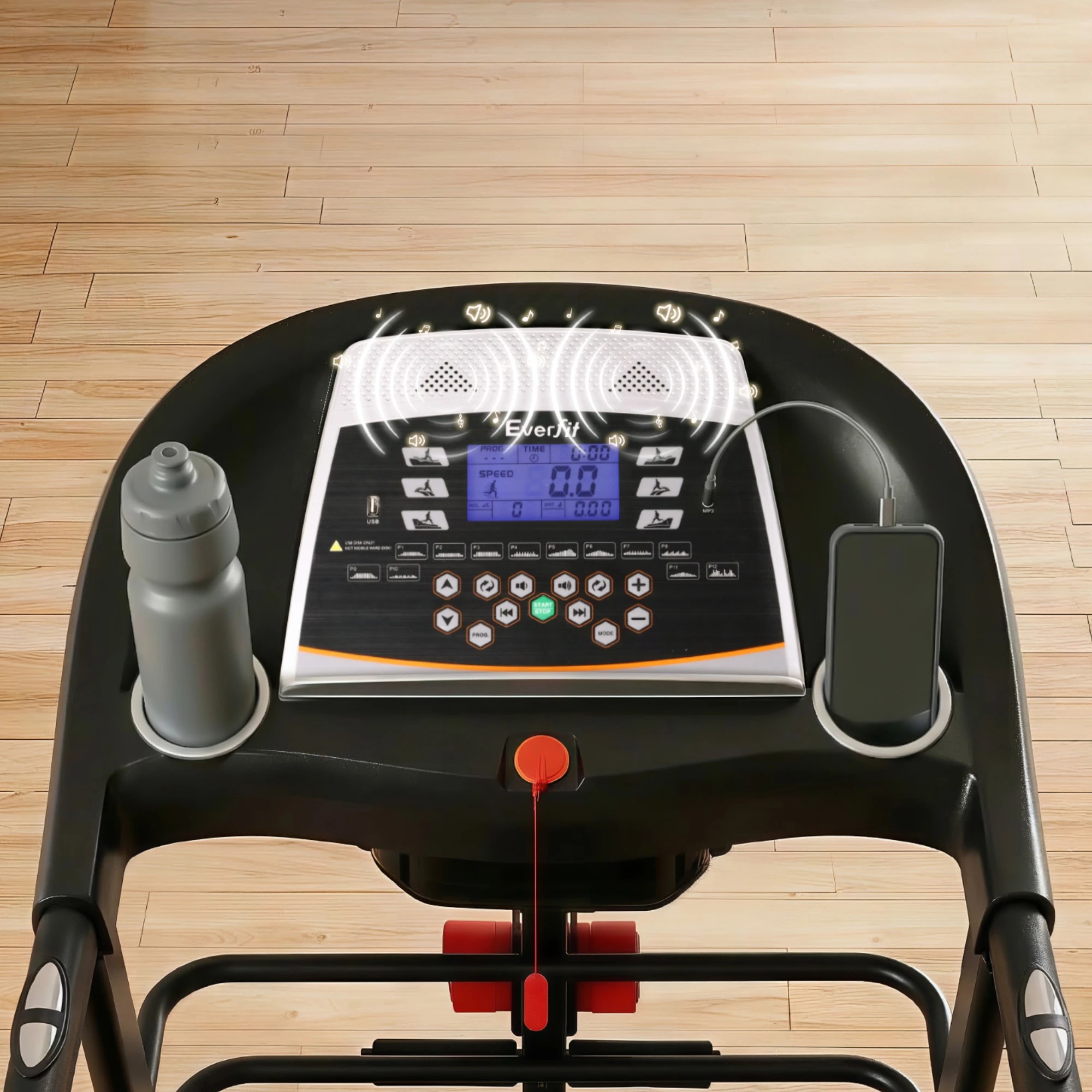 8 Everfit Treadmill Electric Home Gym Fitness Exercise Machine w/ Massager - Black, 8 of 10