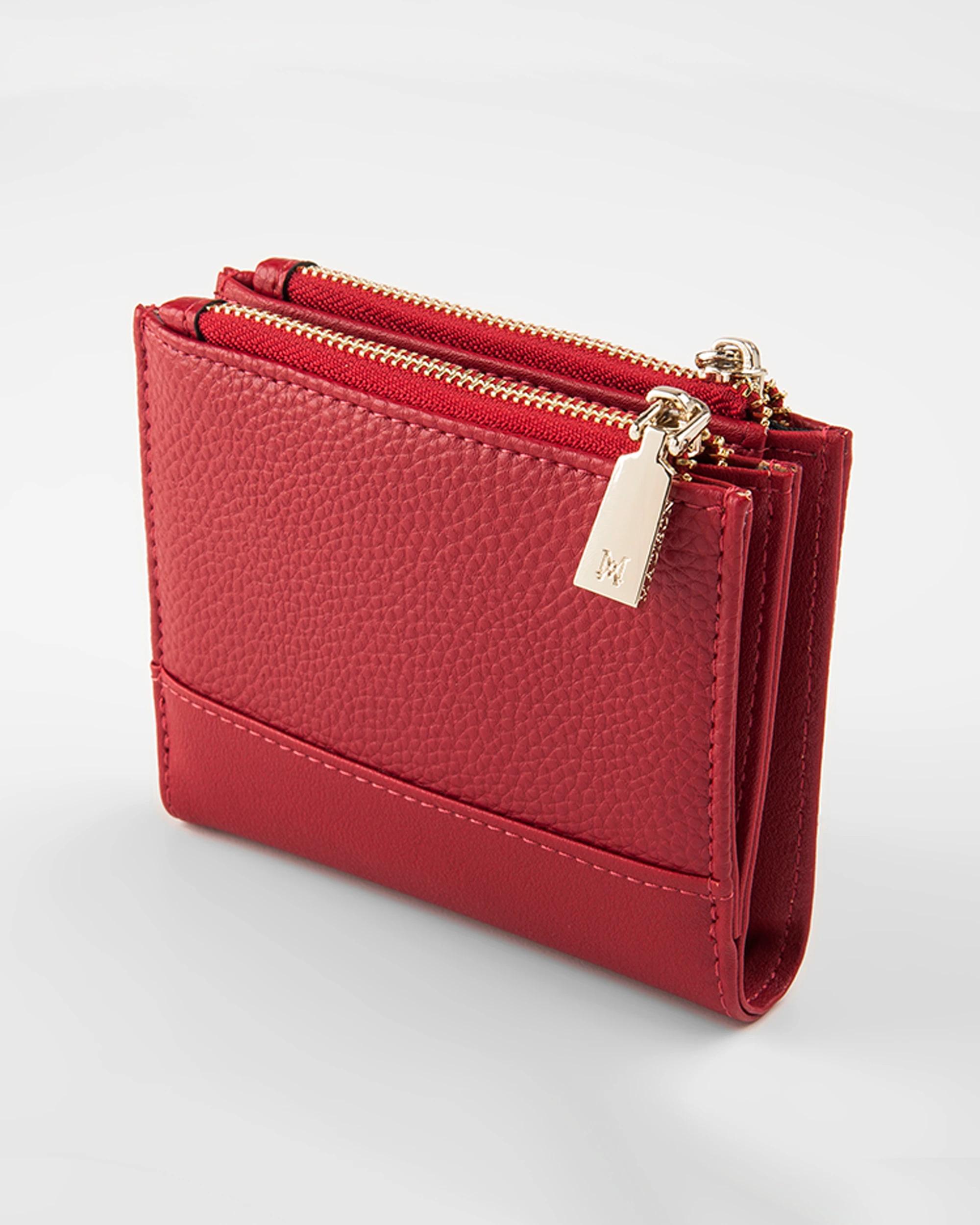 4 Madison Accessories Arabella Small Double Zip Pocket Wallet RED, 4 of 4