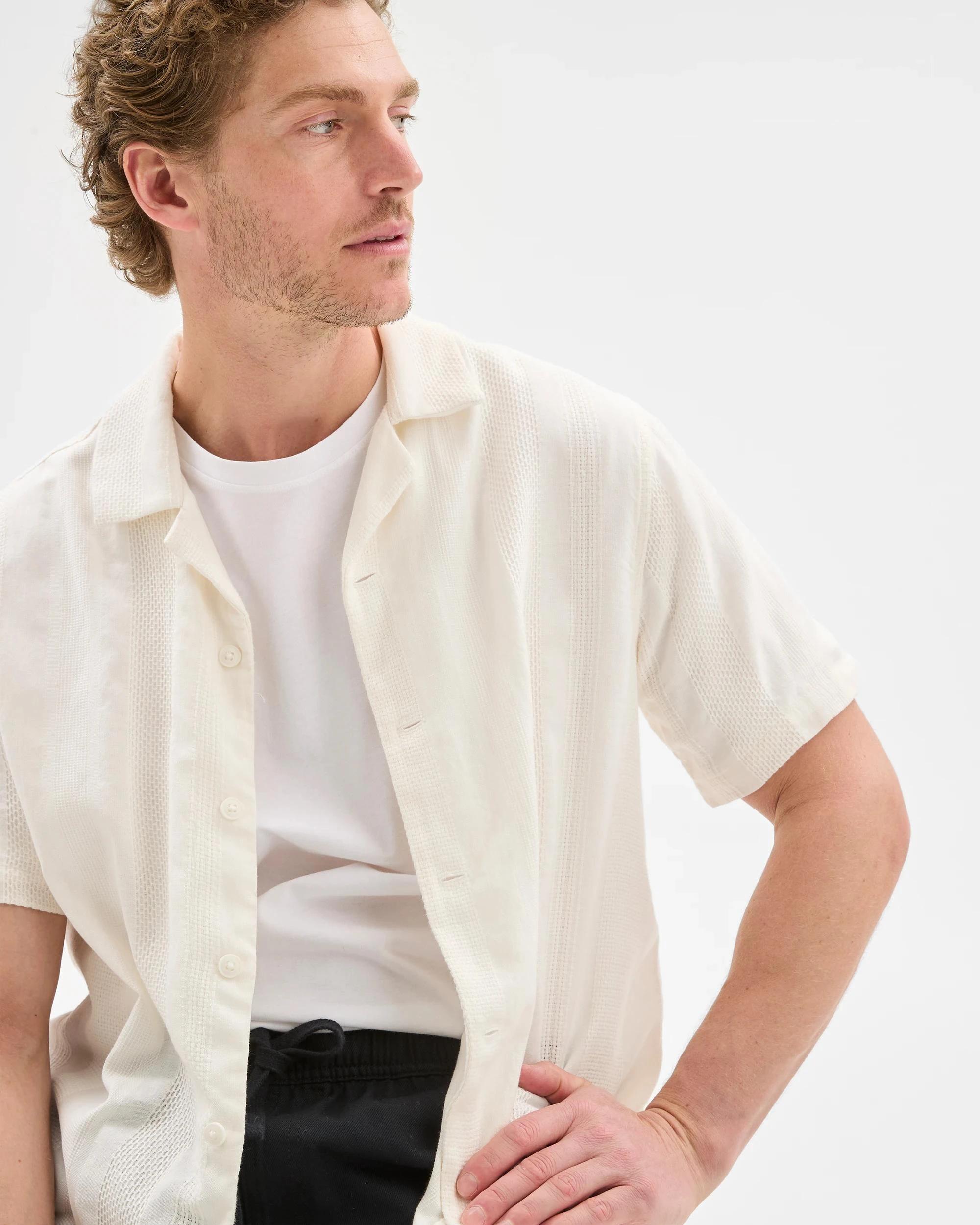 5 Target Australian Cotton Short Sleeve Stripe Shirt WHITE, 5 of 5