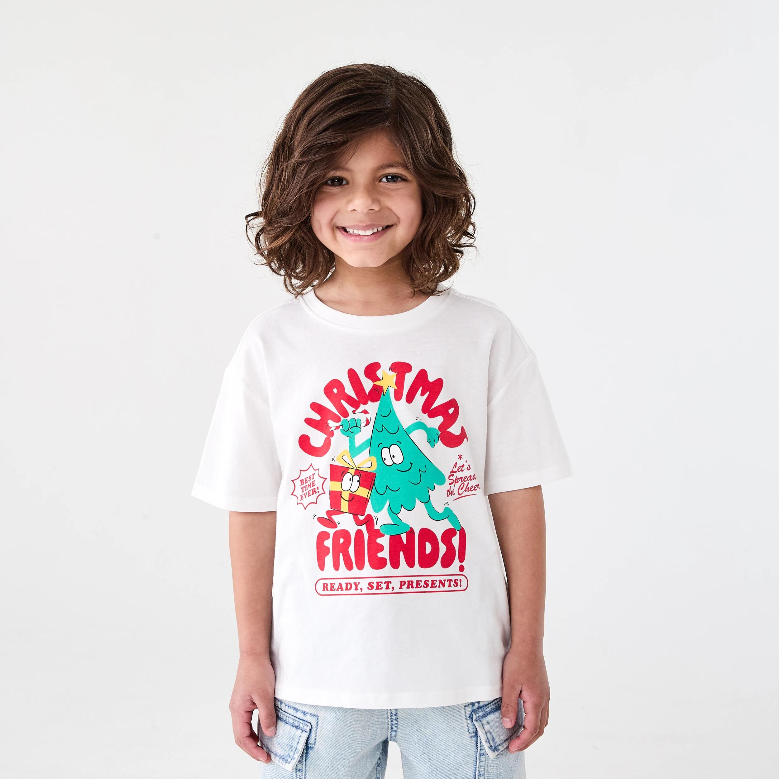 1 Christmas Print T-shirt Wht Xmas, 1 of 6