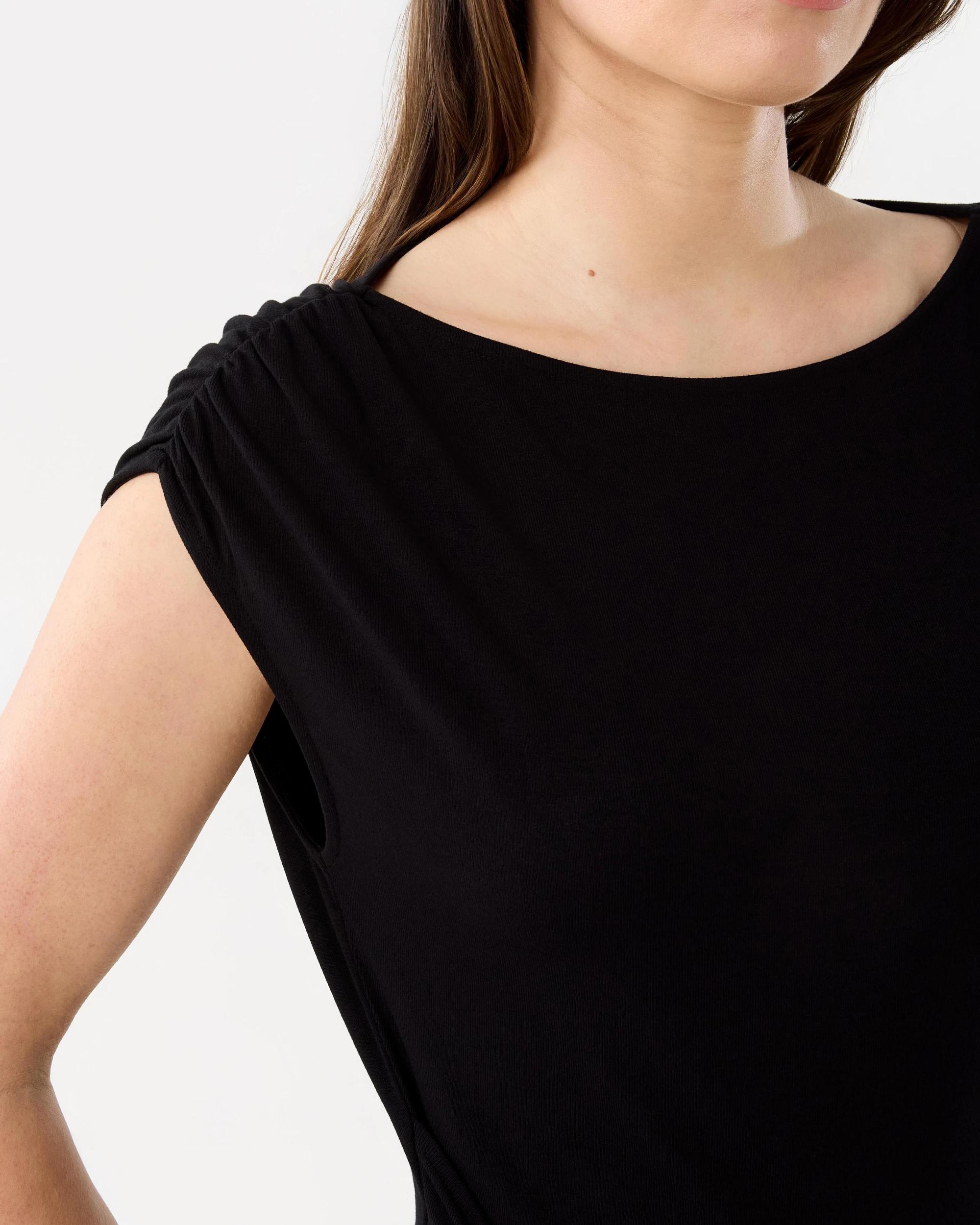 5 Short Sleeve Jersey Gold Detail Midi Dress Black, 5 of 7