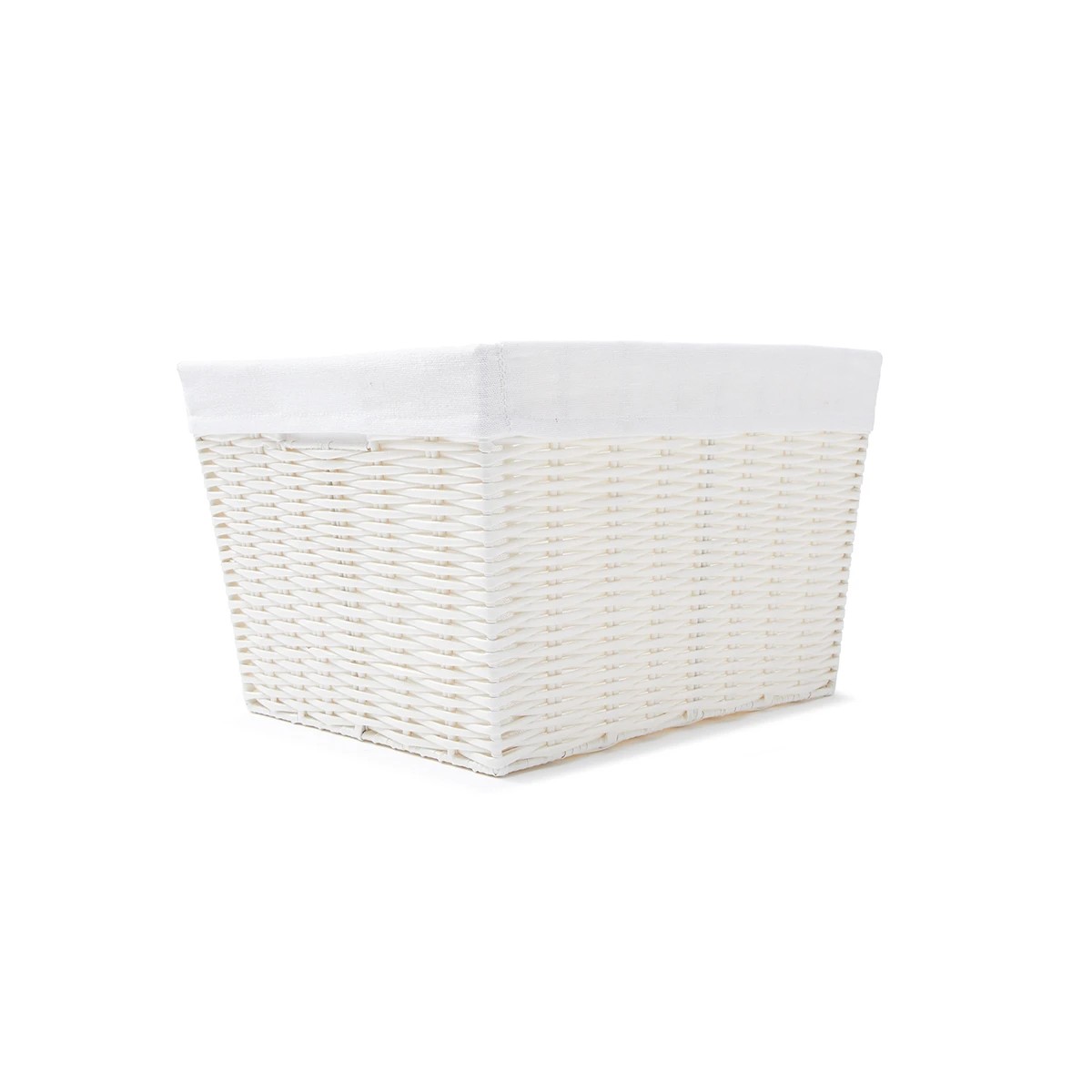6 Rattan Look Basket with Liner - Medium, White, 6 of 9