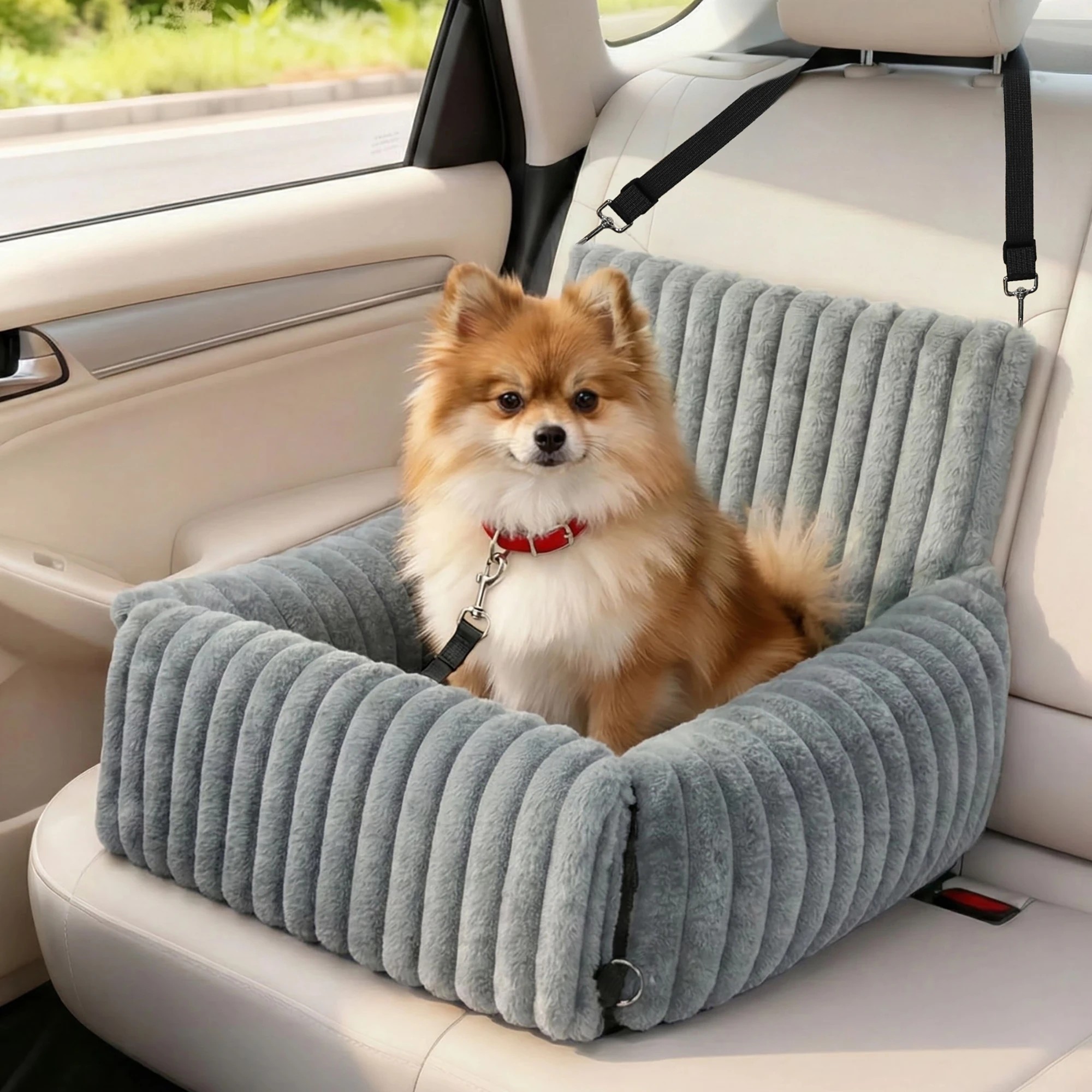 7 Pawz Dog Car Seat Cover,Rabbit Fur, - Grey, 7 of 9