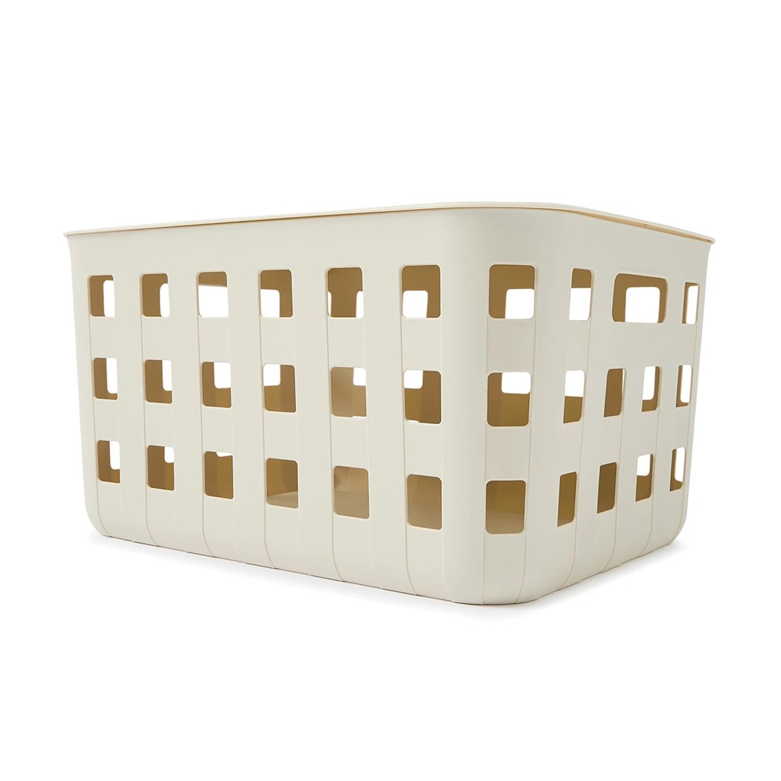 1 28L Rectangle Trellis Basket with Lid - Beige, 1 of 9