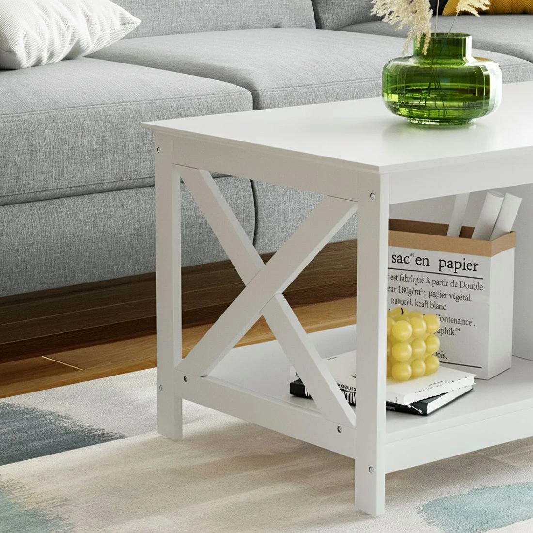 3 Artiss Coffee Table Storage Shelf - White, 3 of 7