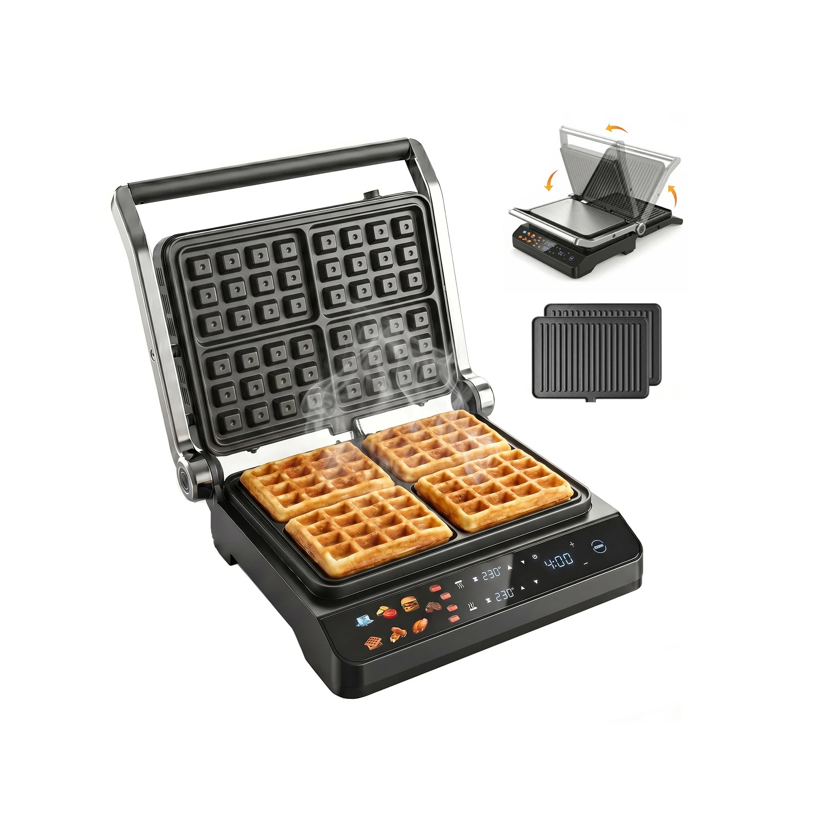 1 Yopower 2-IN-1 Sandwich & Waffle Maker - Black, 1 of 5