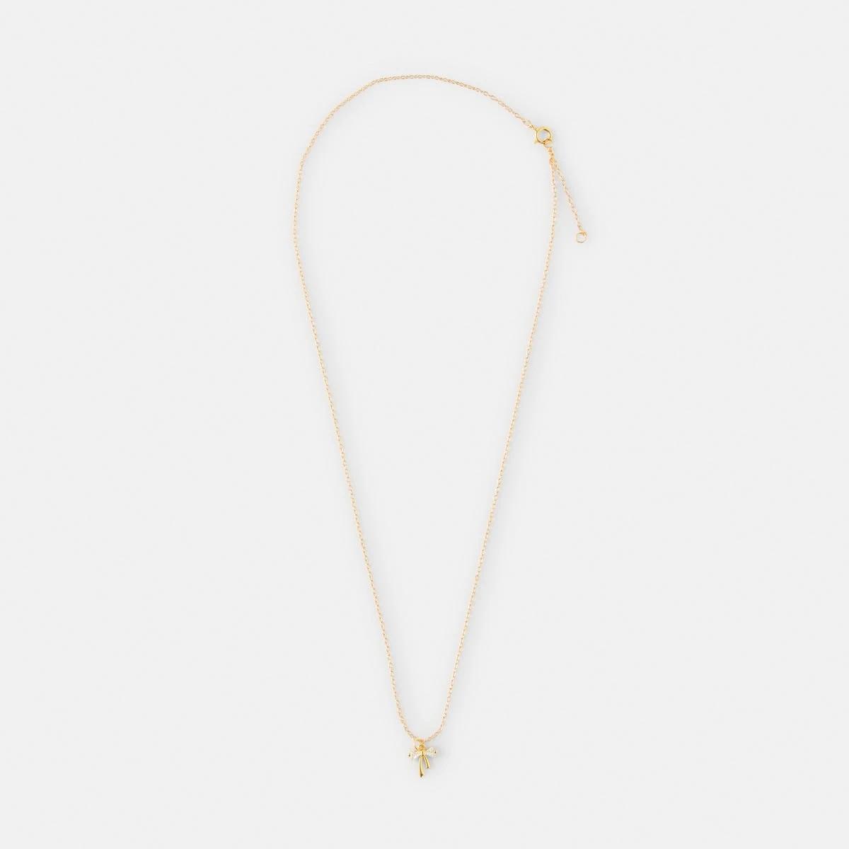 2 Cubic Zirconia Gold Plated Sterling Silver 925 Bow Necklace Gold, 2 of 4