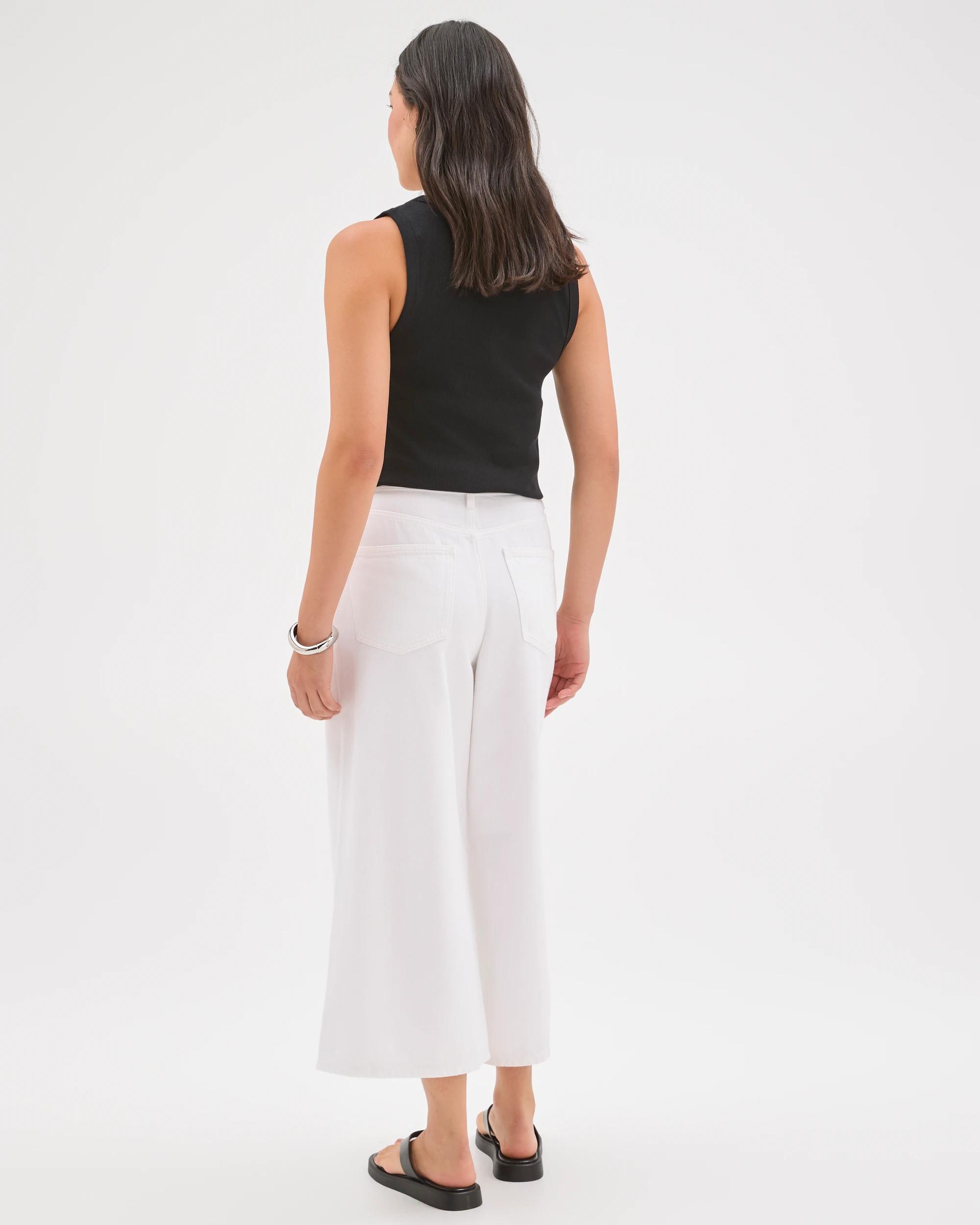 7 Target Denim Cotton Blend Culotte Denim Pants WHITE, 7 of 7