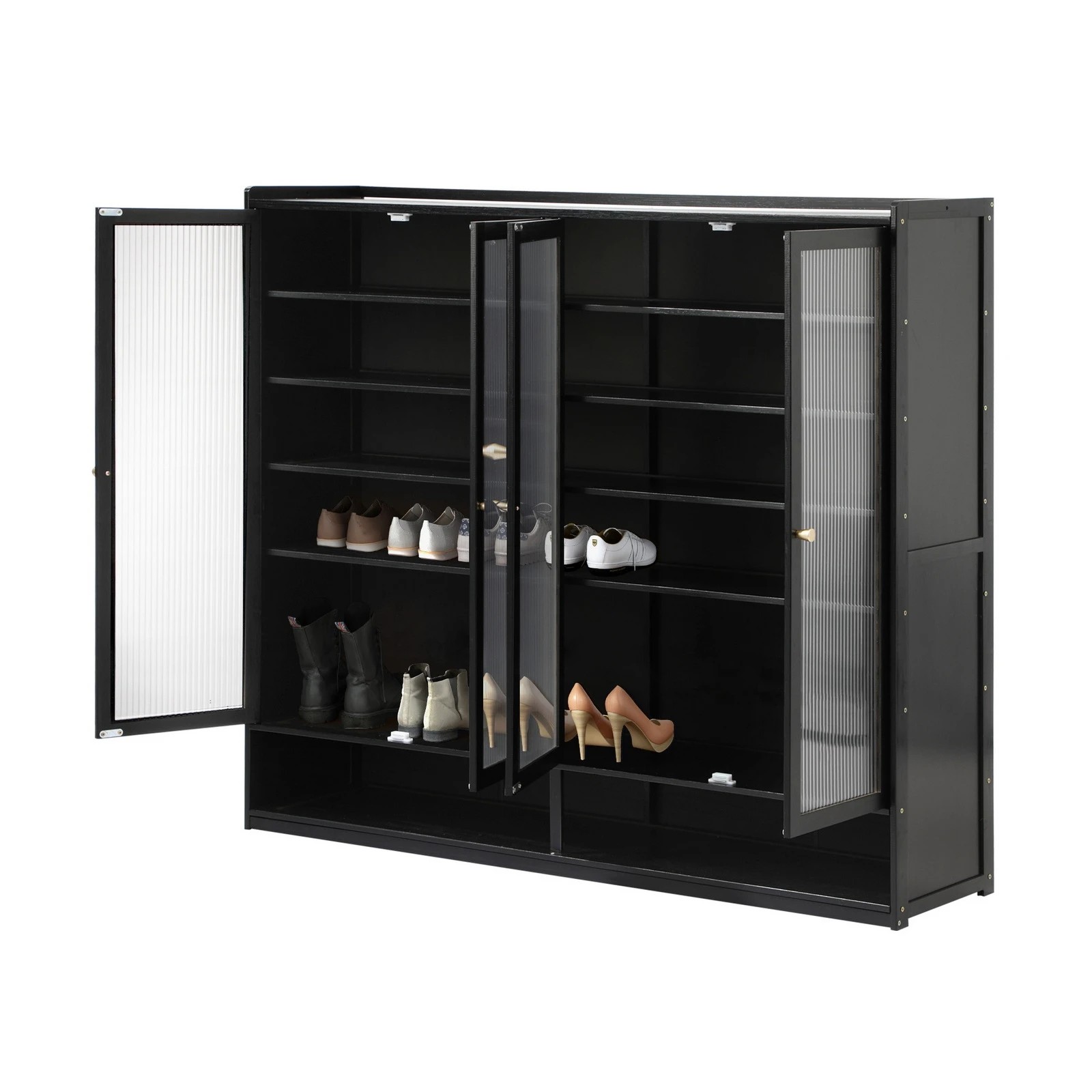 6 Oikiture Shoe Cabinet Shoes Storage Rack Organiser 4 Doors Shelf
 - Black, 6 of 9