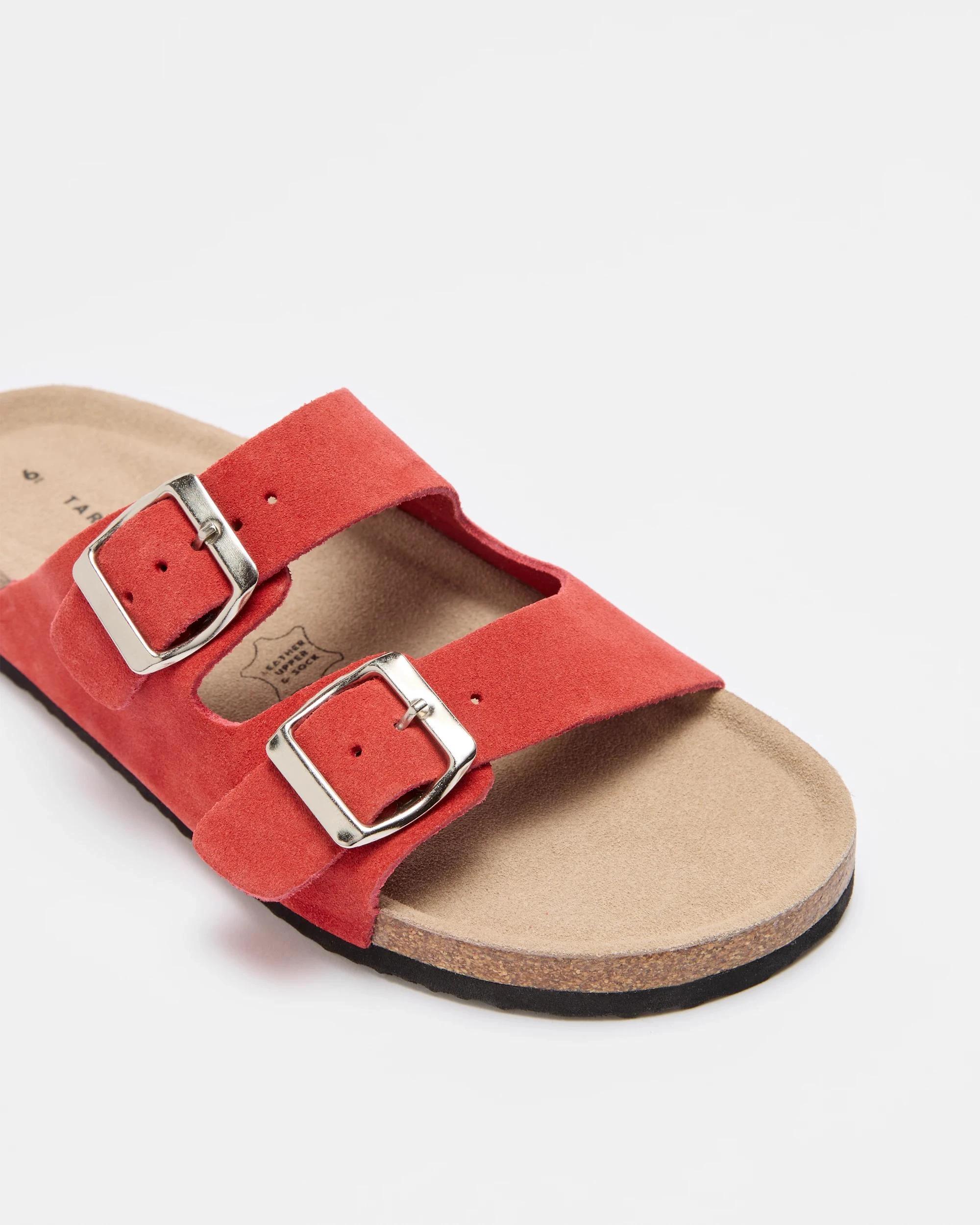 2 Target Womens Genuine Leather Moulded Cork Sandal RED, 2 of 3