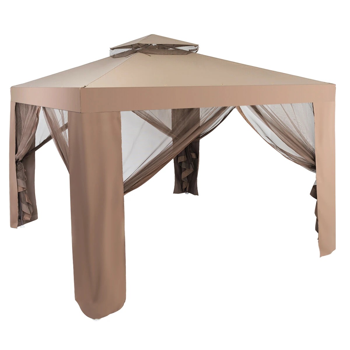 1 Costway 3X3M Outdoor Canopy Gazebo Folding Patio Canopy Tent - Brown, 1 of 1