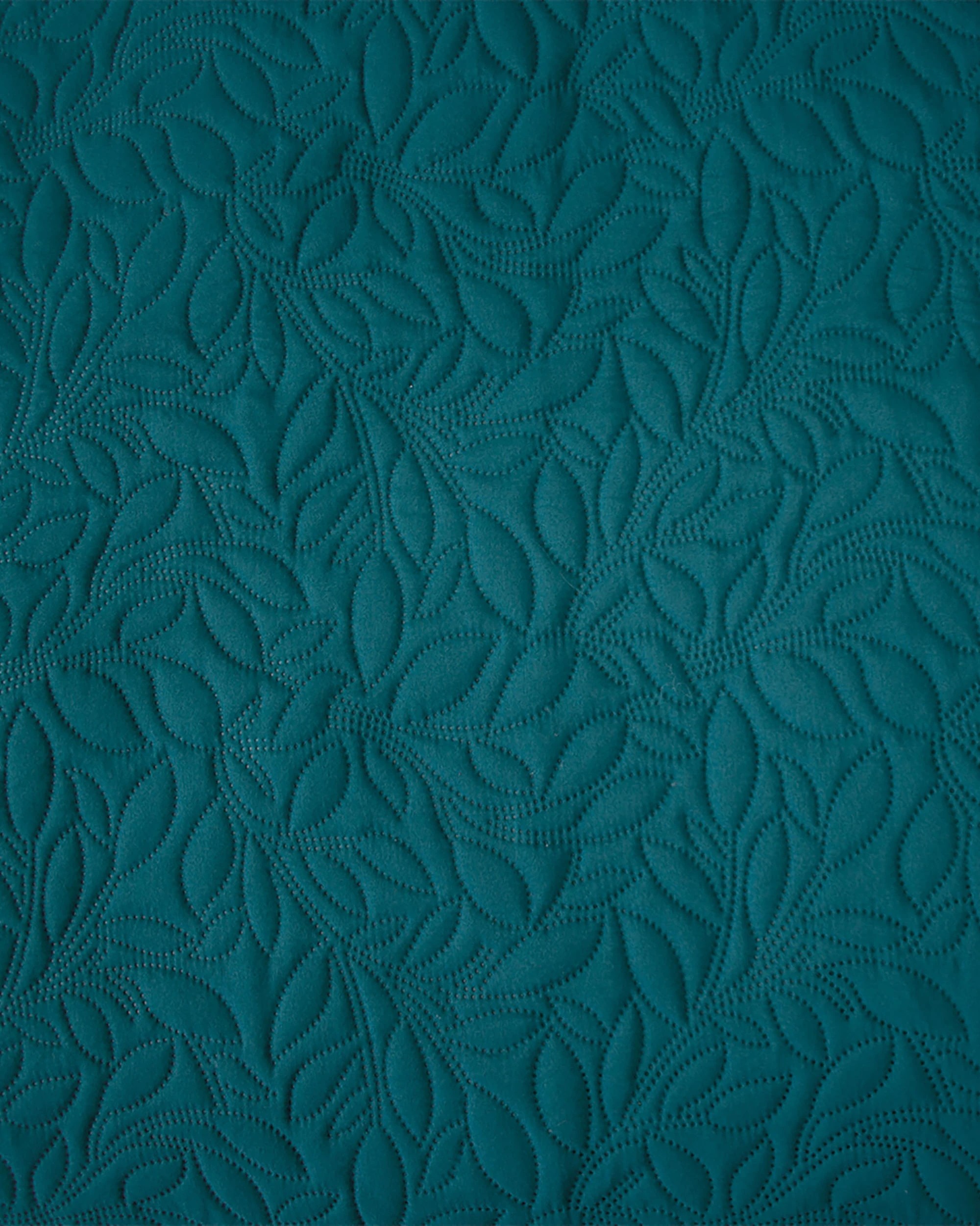 4 Bambury Botanica Embossed Microfibre Lightweight  Coverlet Set Teal - Single/Double - Blue, 4 of 4