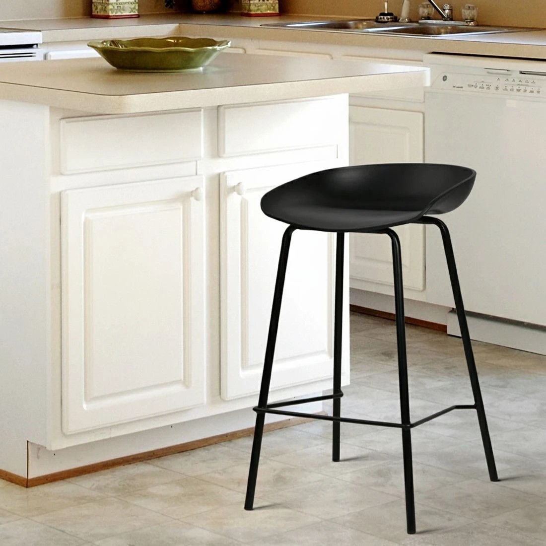 8 Artiss 2x Bar Stools Kitchen Counter Stools Metal - Black, 8 of 8