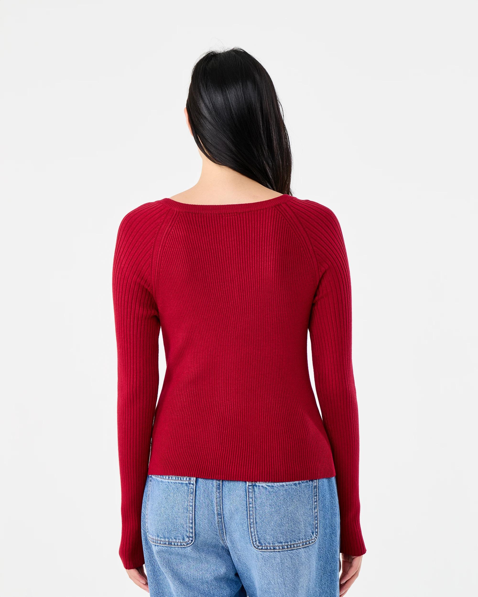 3 Long Sleeve Button Raglan Top Spice Red, 3 of 6