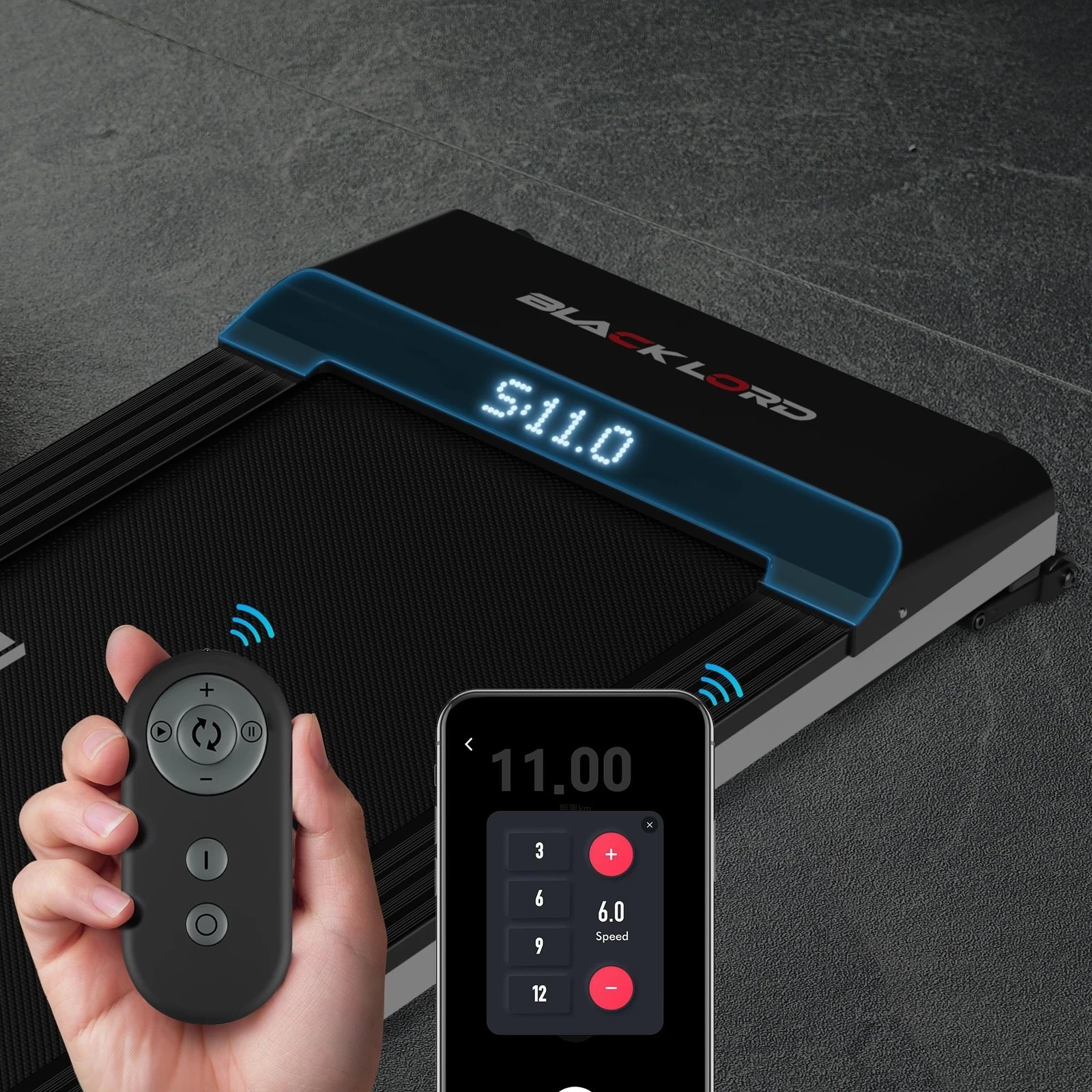 8 Black Lord Treadmill Electric Walking Pad Steel Frame Under Desk Gym 410mm - Black, 8 of 10