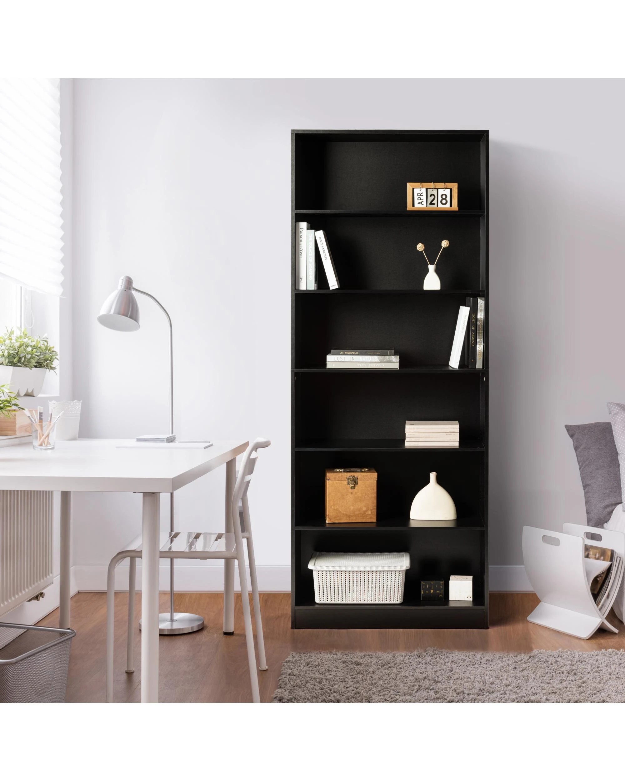 3 Kodu Bookshelf Display Cabinet 6 Tier Bookcase Storage Display Shelf 78cm - Black, 3 of 7