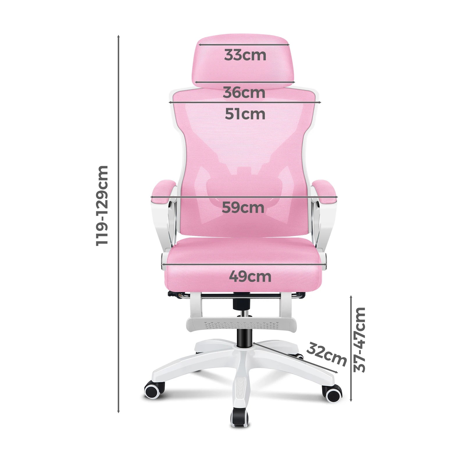 5 Alfordson Office Desk Chair Mesh Executive Computer Fabric Seat Recliner Work - Pink, 5 of 6