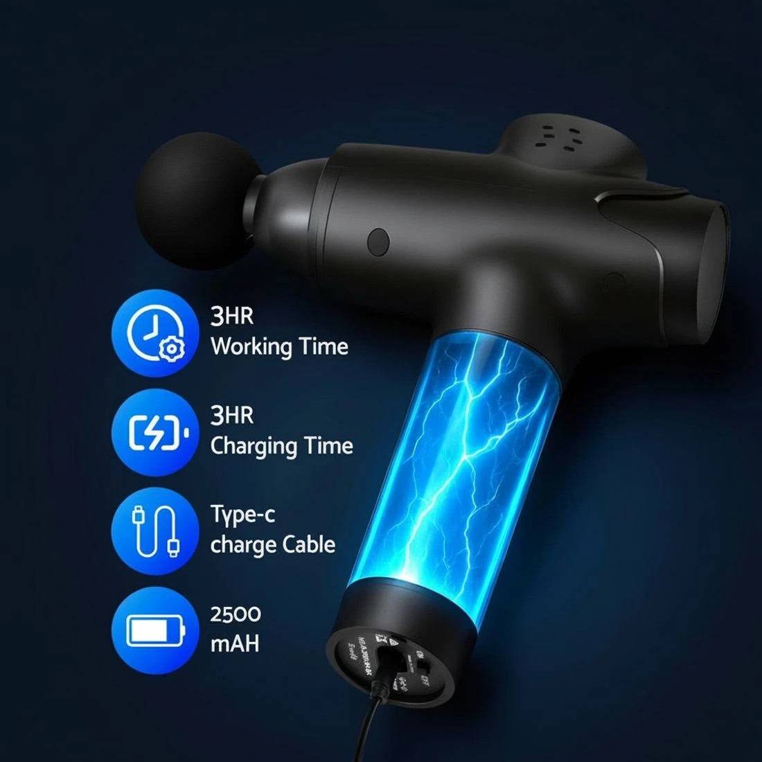 5 Everfit Massage Gun 30 Speed 8 Heads Vibration Muscle Massager Chargeable - Black, 5 of 6