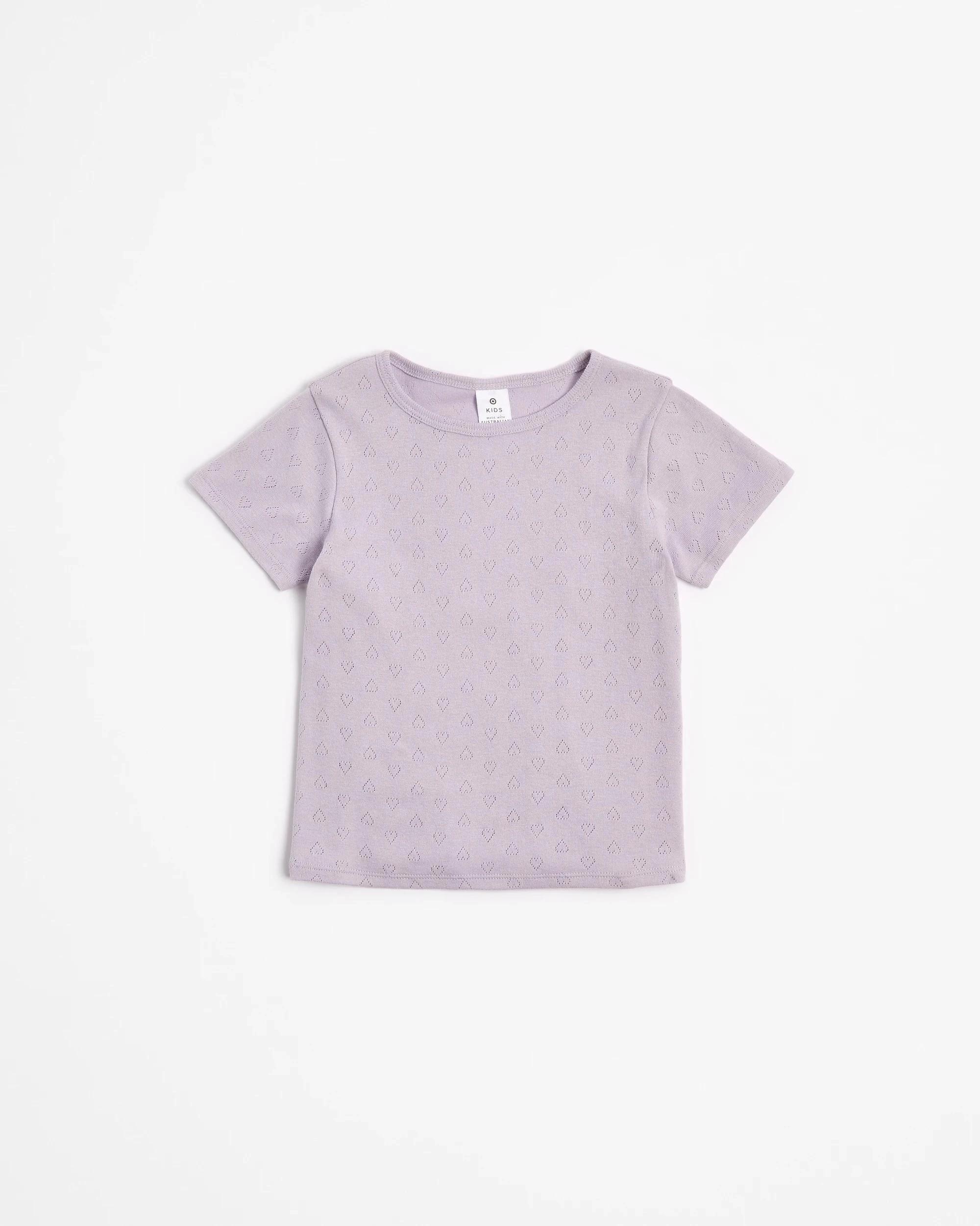 6 Target Australian Cotton Pointelle and Rib T-shirts 2 Pack PURPLE HEART/WHITE, 6 of 6